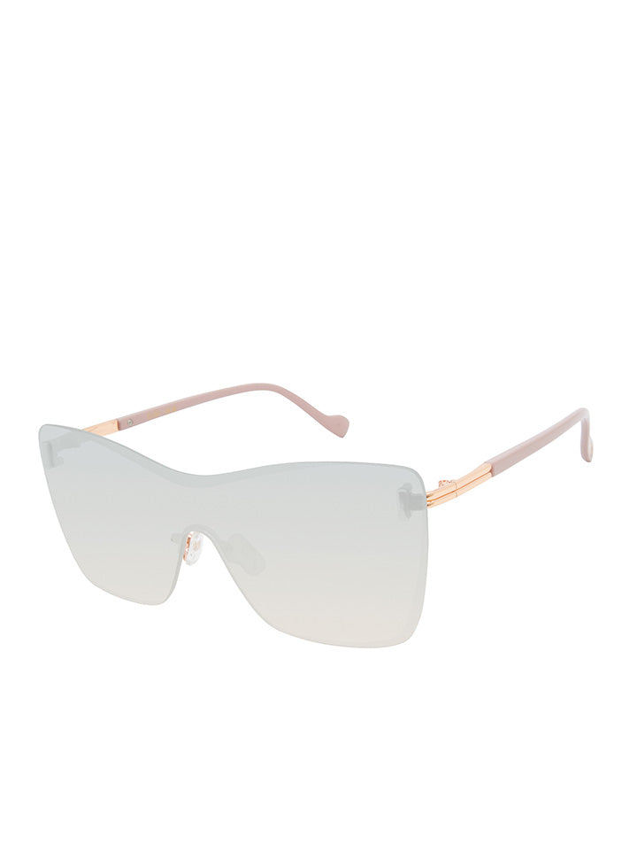 Jessica Simpson Accessories Glamorous Frameless Shield Sunglasses in Rose Gold