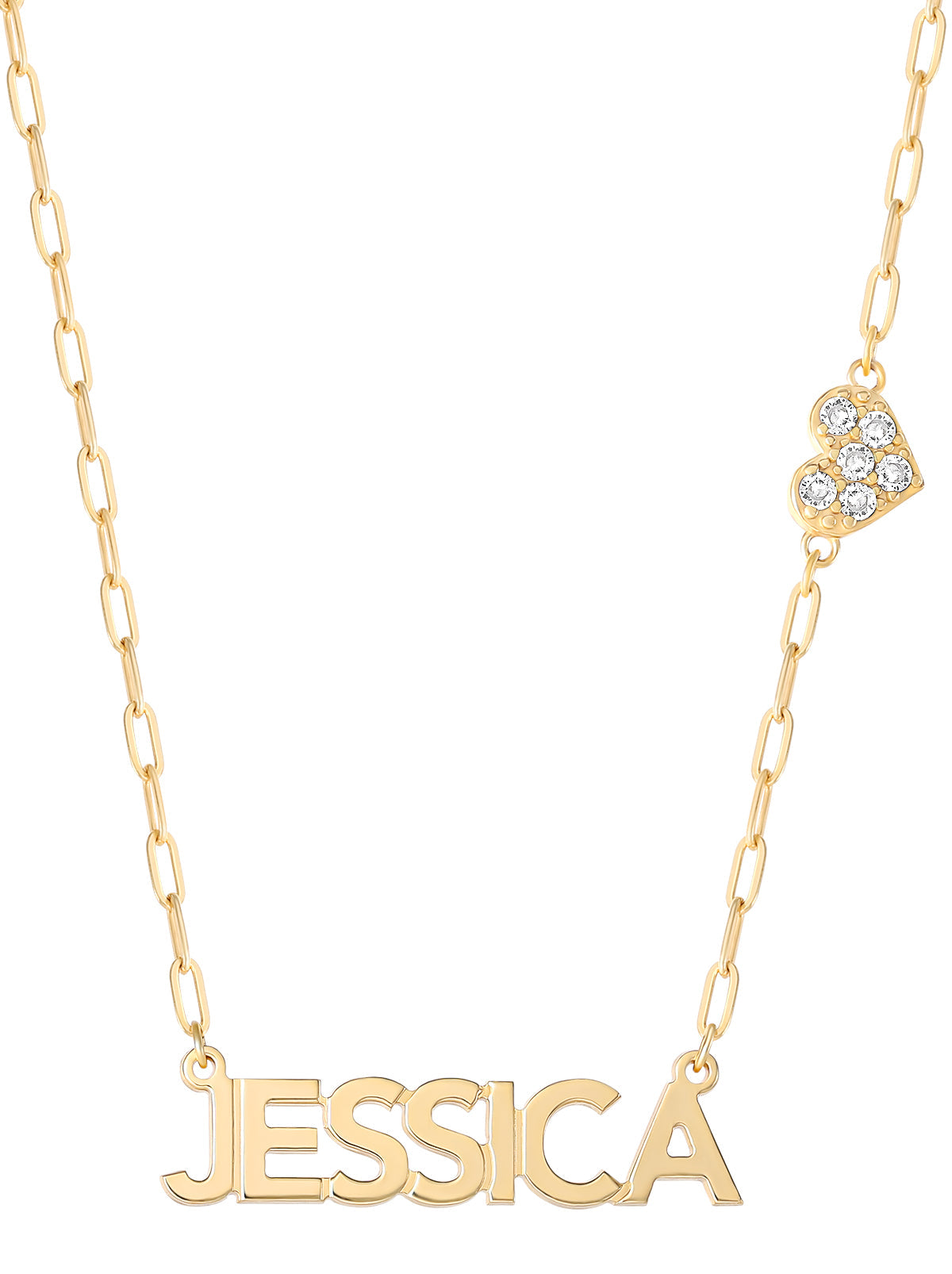 Jessica Simpson Accessories Personalized Necklace with Pavé Cubic Zirconia Charm - Gold