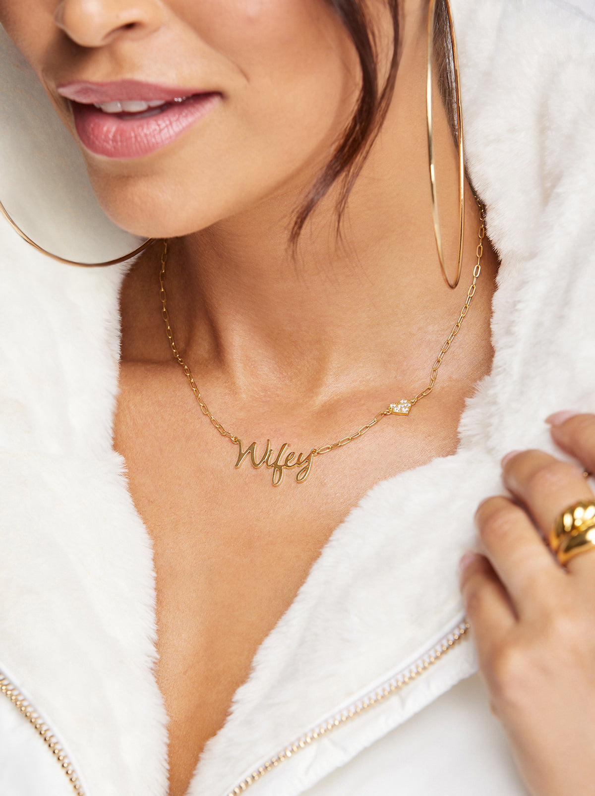 Jessica Simpson Accessories Personalized Necklace with Pavé Cubic Zirconia Charm - Gold