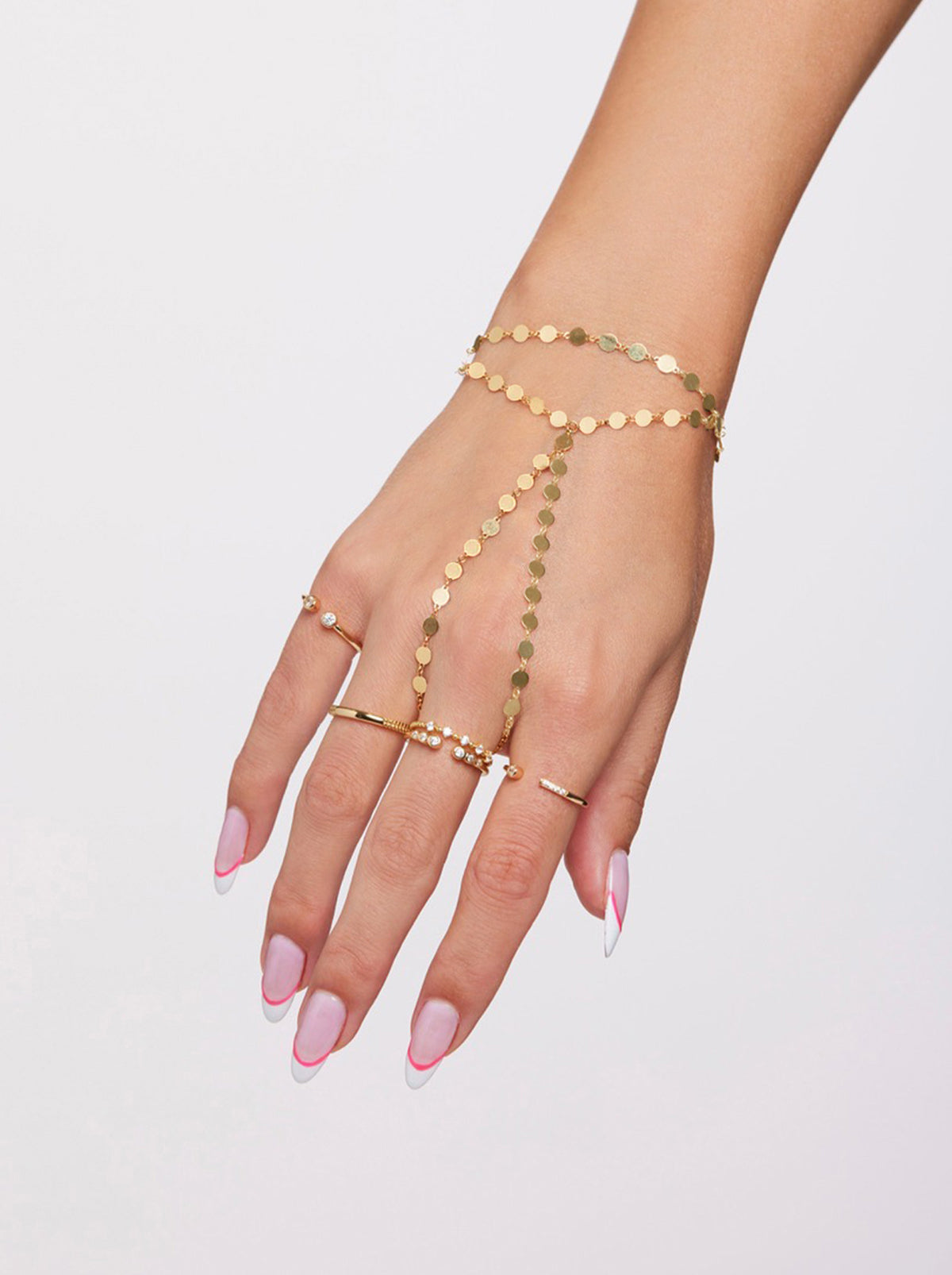 Jessica Simpson Accessories Demi Fine Hand Chain in Gold Confetti
