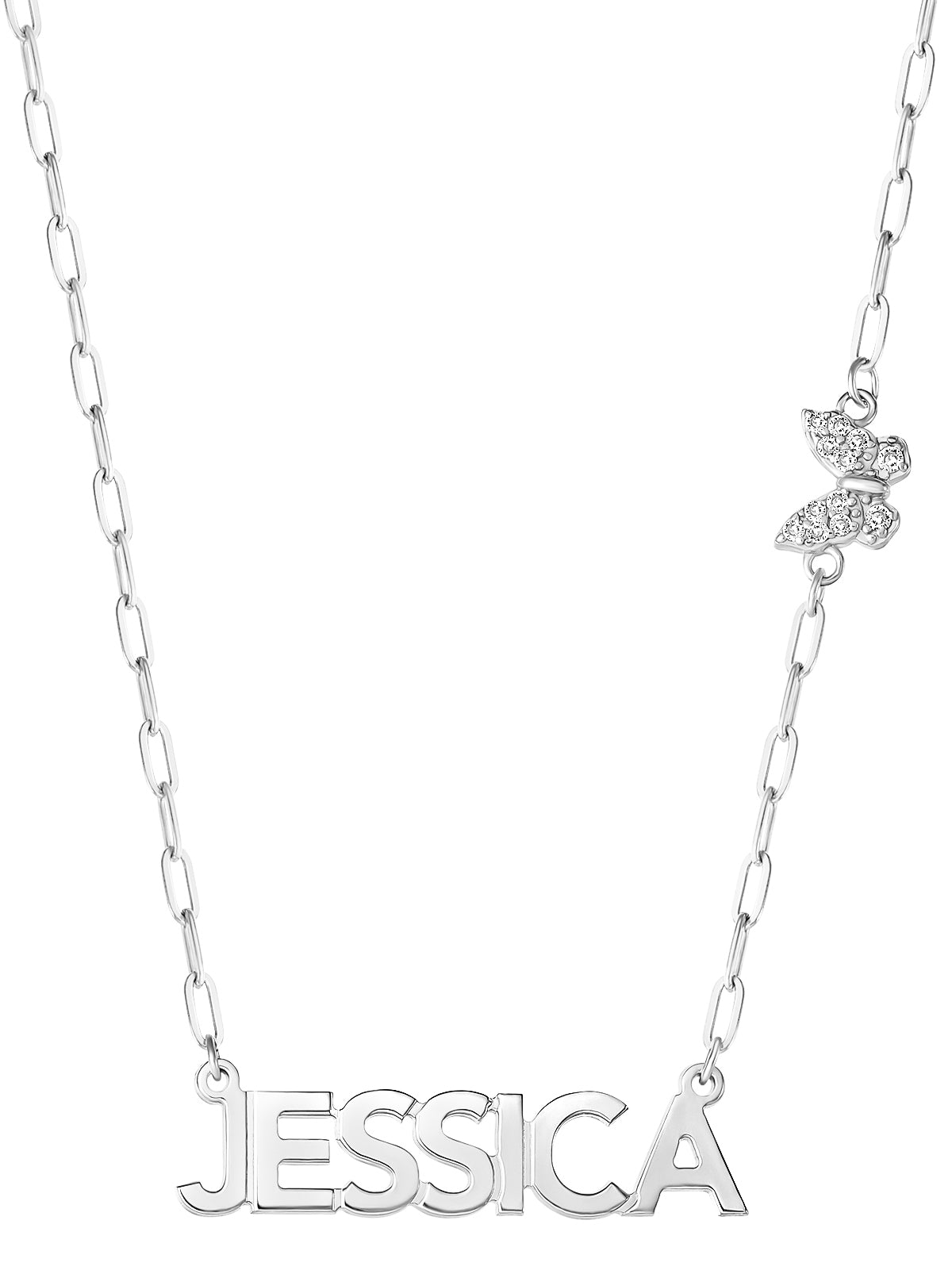 Jessica Simpson Accessories Personalized Necklace with Pavé Cubic Zirconia Charm - Silver