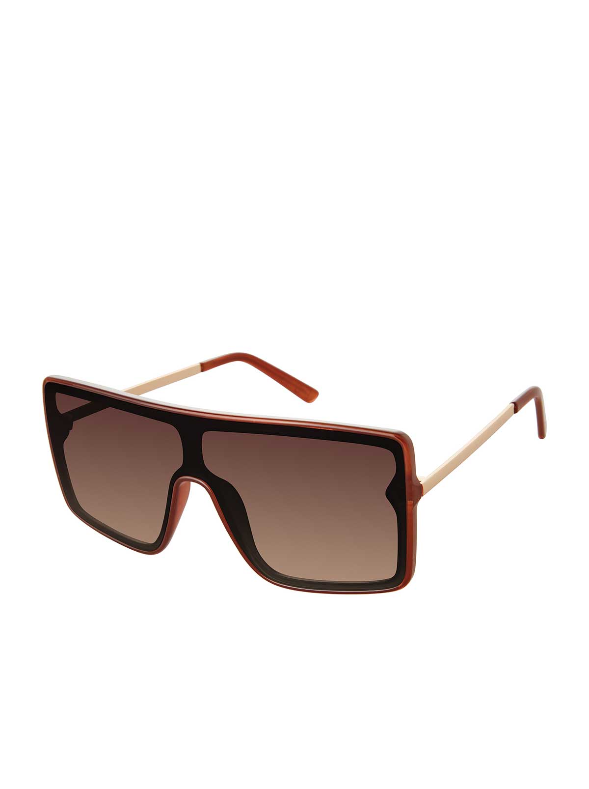 Jessica Simpson Accessories Square Shield Metal Temple Sunglasses in Brown