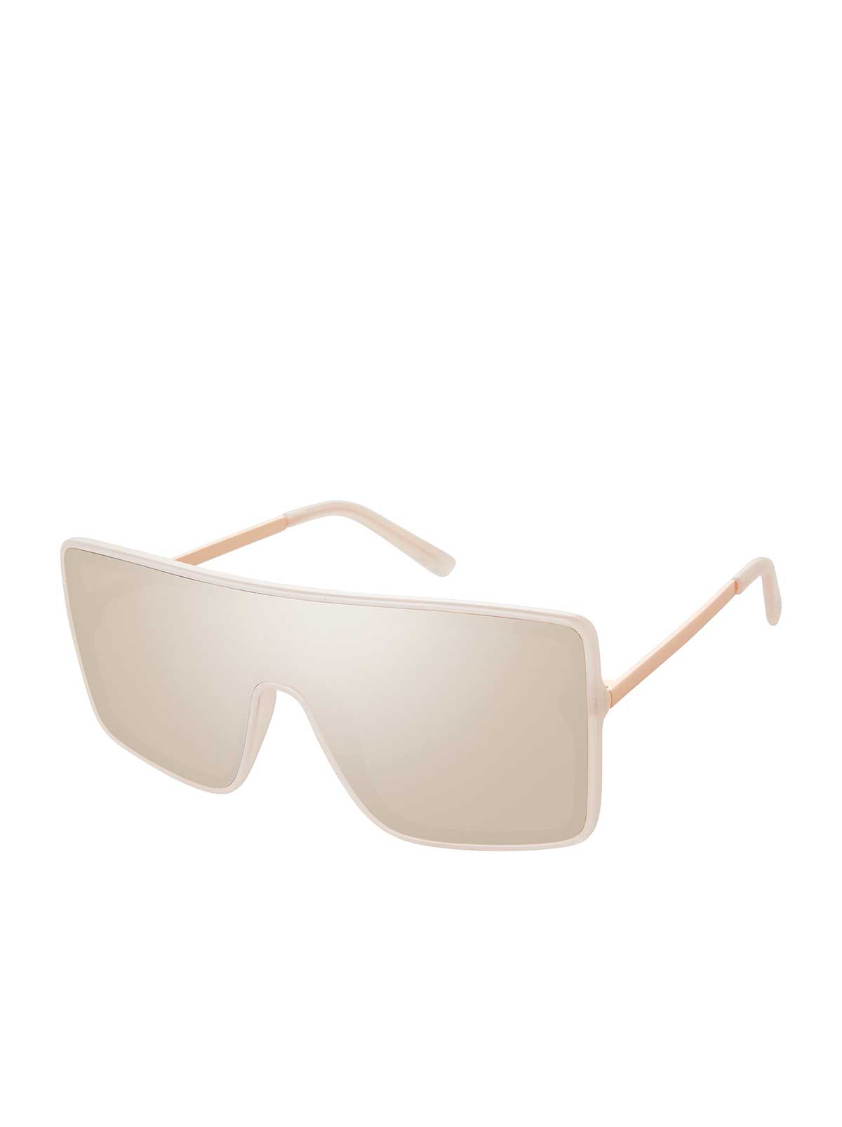 Jessica Simpson Accessories Square Shield Metal Temple Sunglasses in Rose Gold