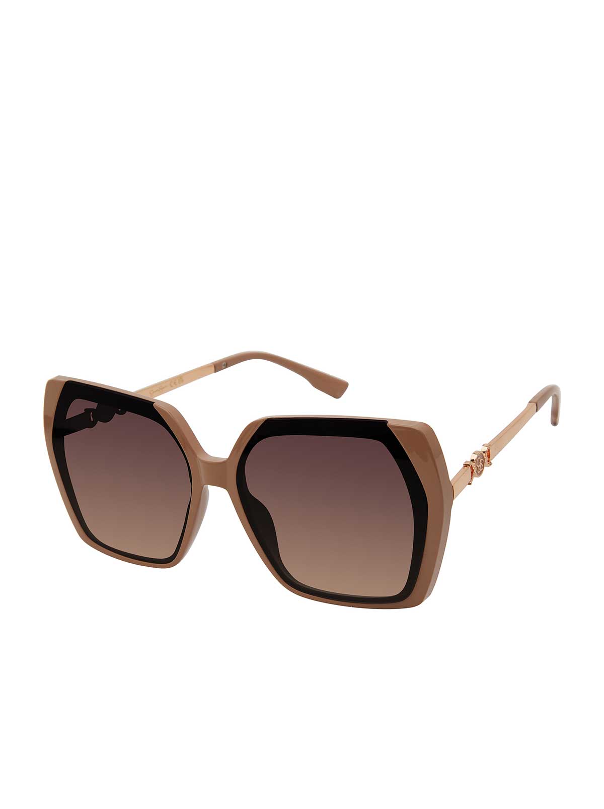 Jessica Simpson Accessories Geometric Metal Temple Sunglasses in Nude