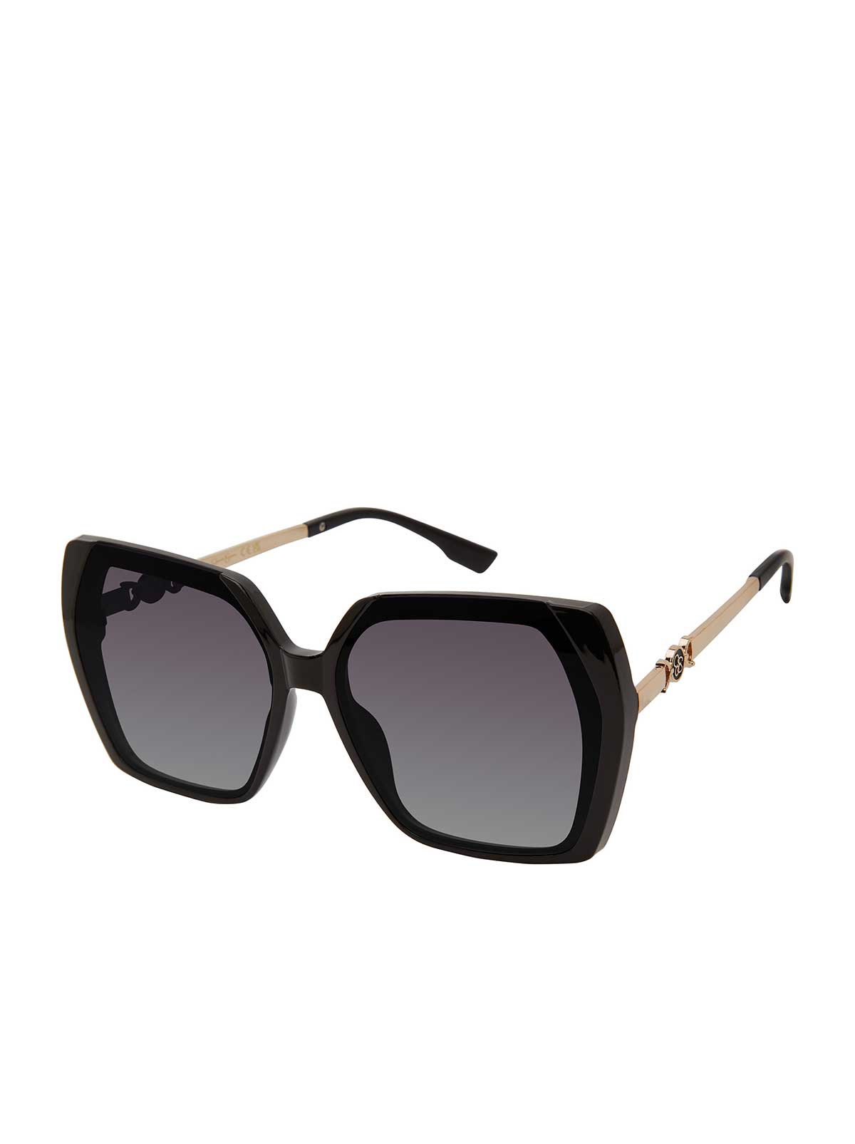 Jessica Simpson Accessories Geometric Metal Temple Sunglasses in Black