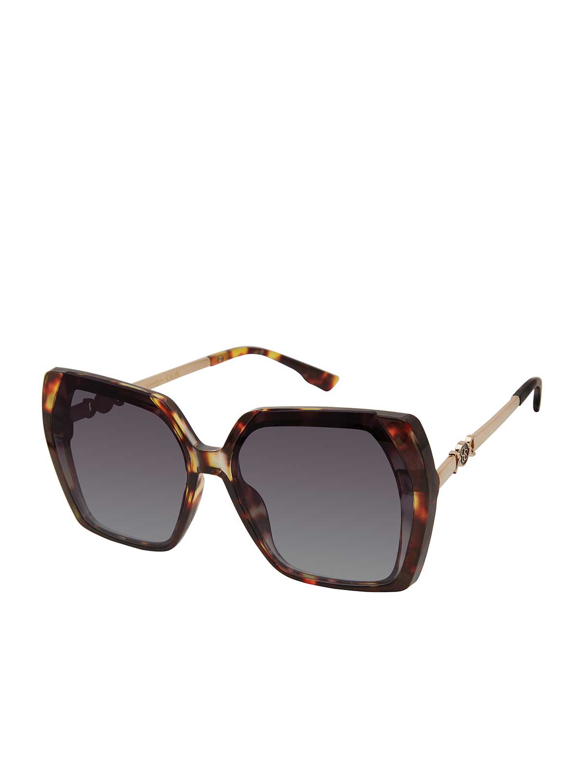 Jessica Simpson Accessories Geometric Metal Temple Sunglasses in Tortoise