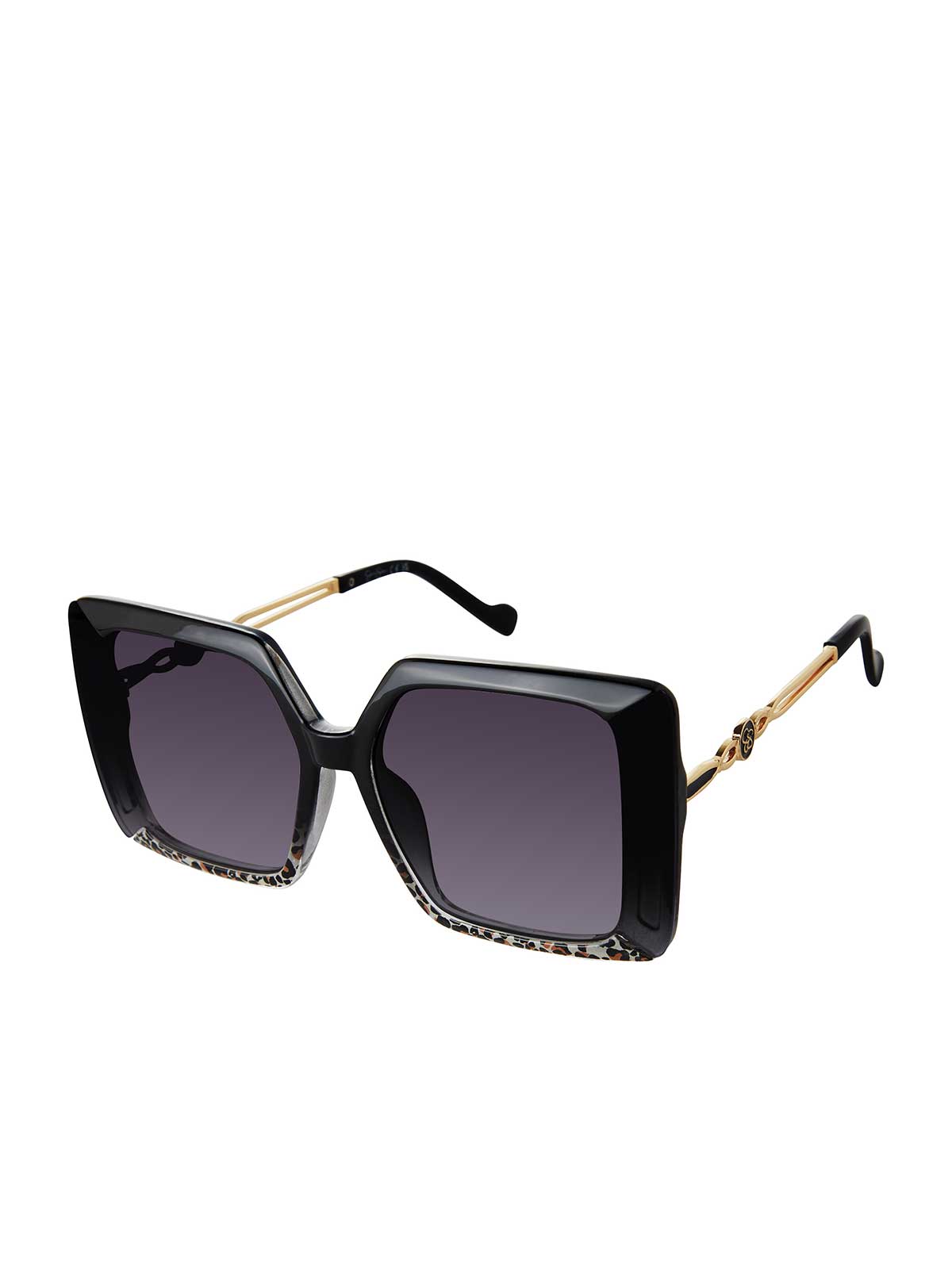 Jessica Simpson Accessories Glamorous Square Metal Temple Sunglasses in Black