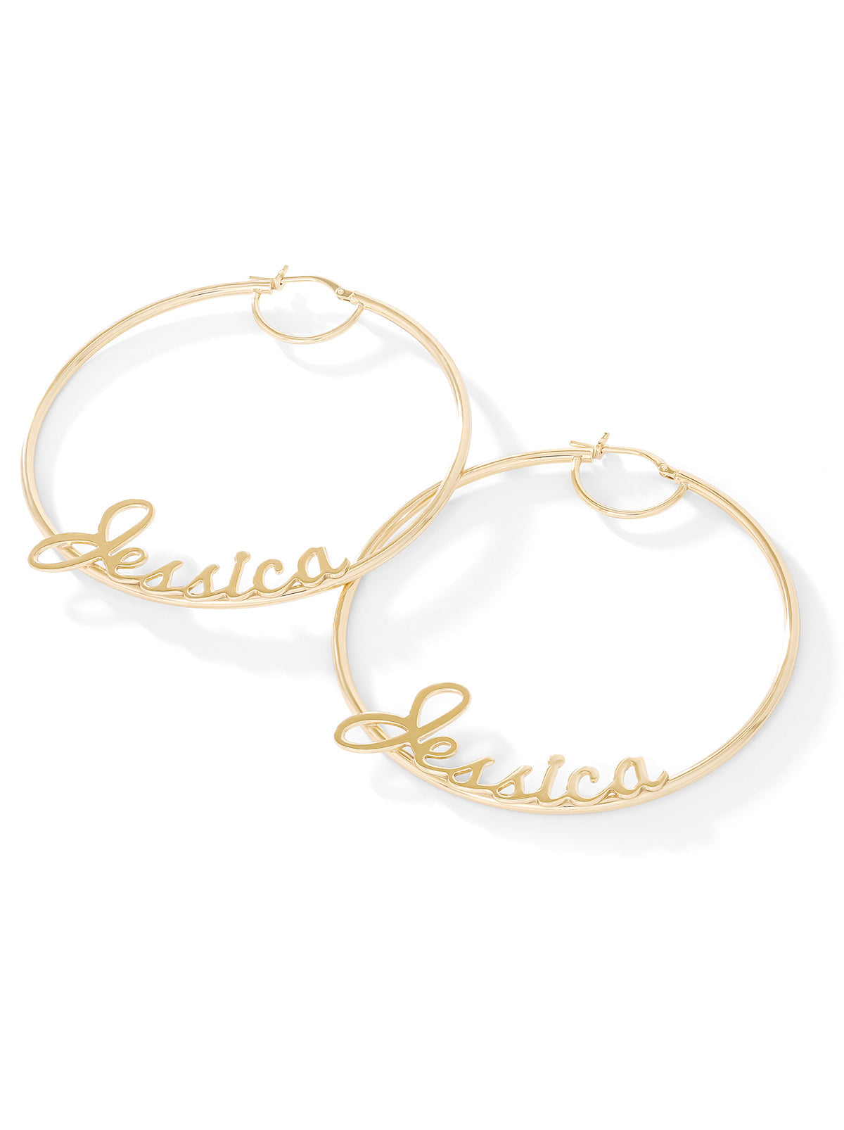 Jessica Simpson Accessories Personalized Hoop Earrings in 18K Gold