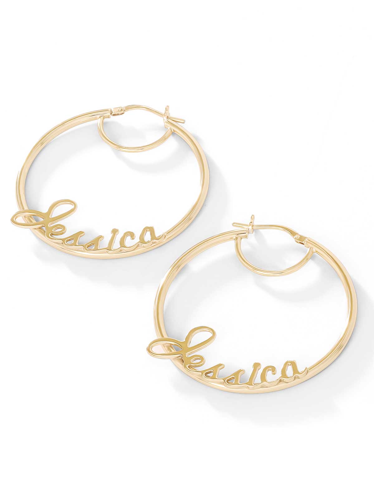 Jessica Simpson Accessories Personalized Hoop Earrings in 18K Gold