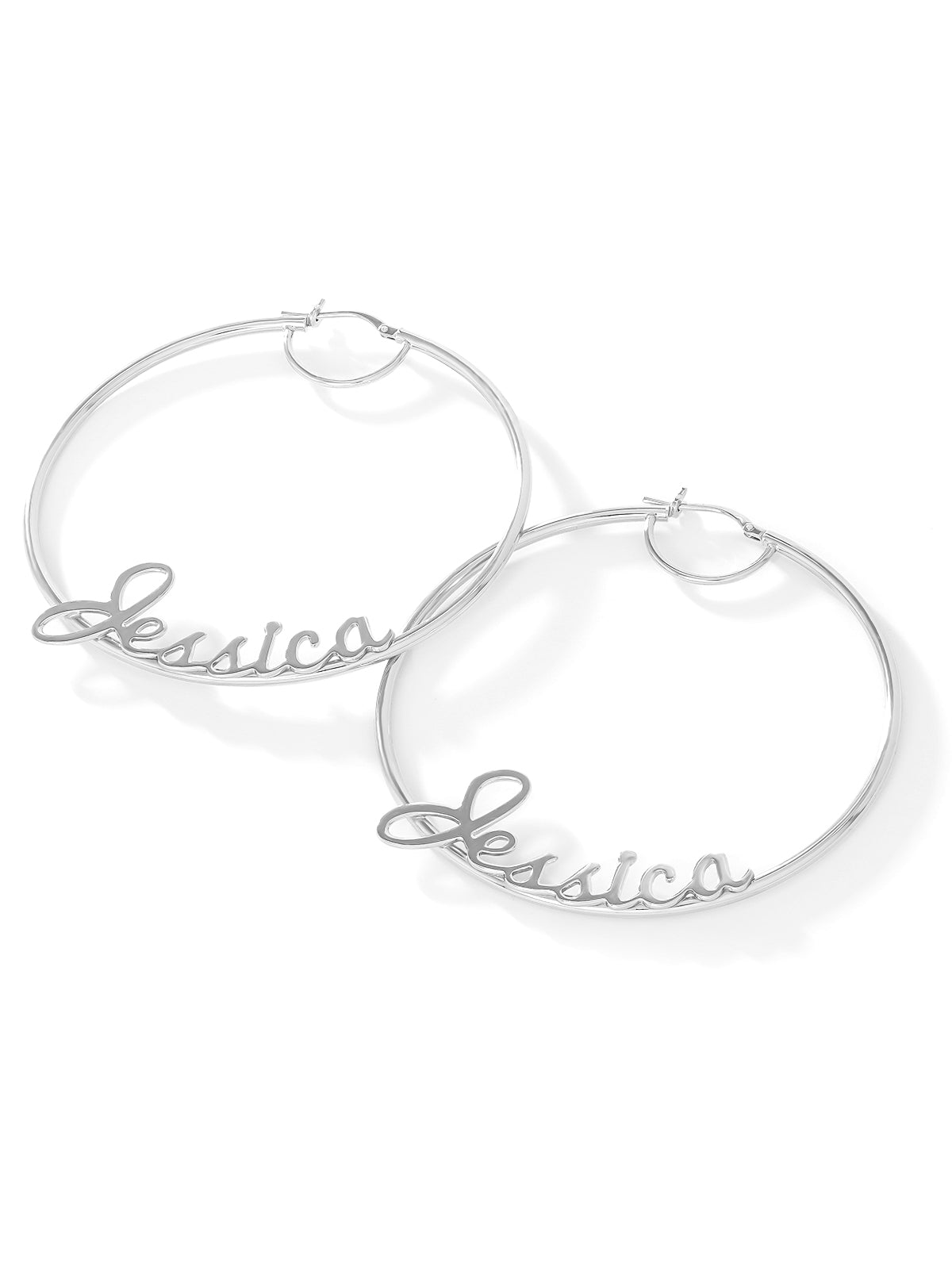Jessica Simpson Accessories Personalized Hoop Earrings in Sterling Silver