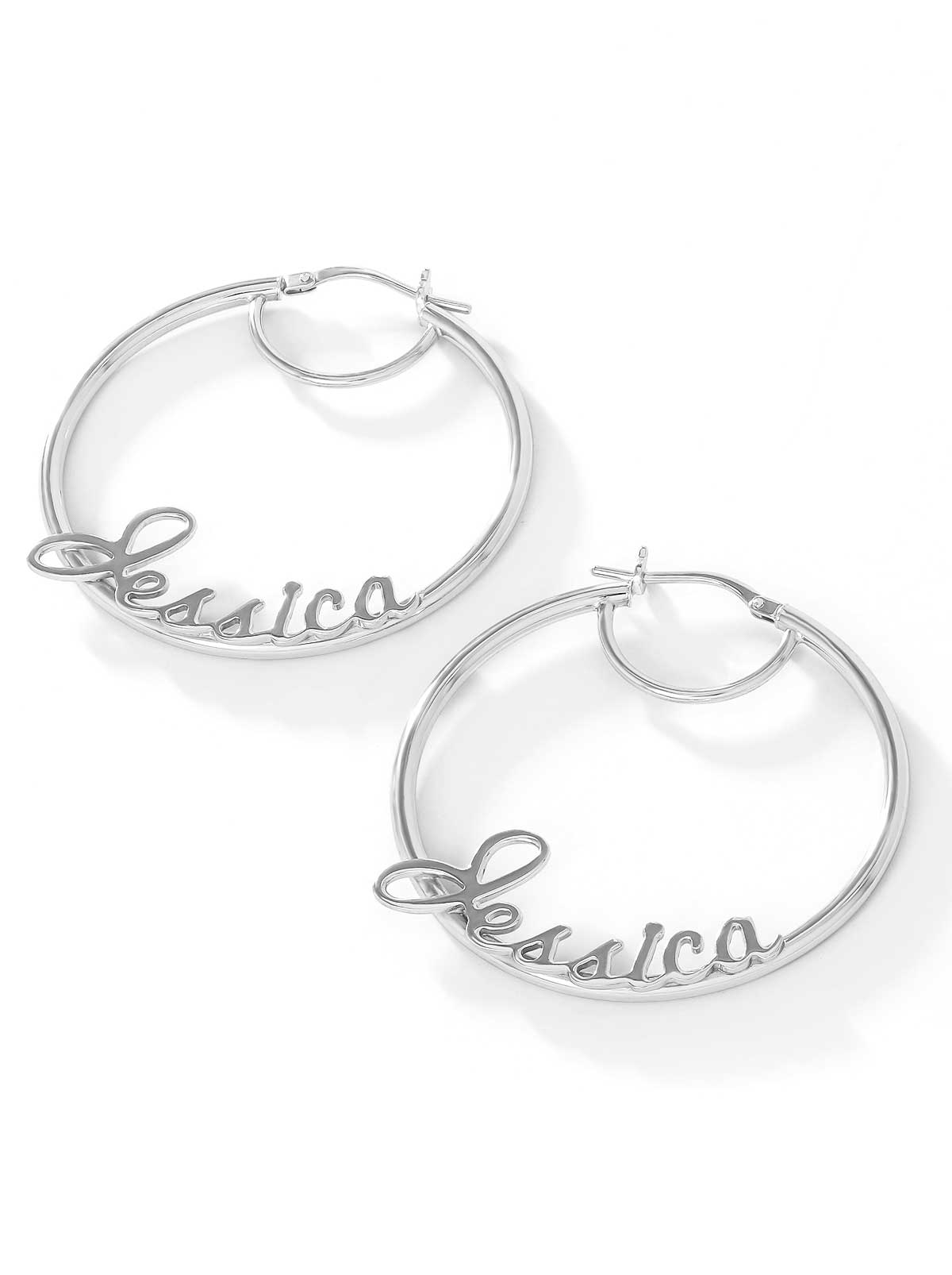 Jessica Simpson Accessories Personalized Hoop Earrings in Sterling Silver