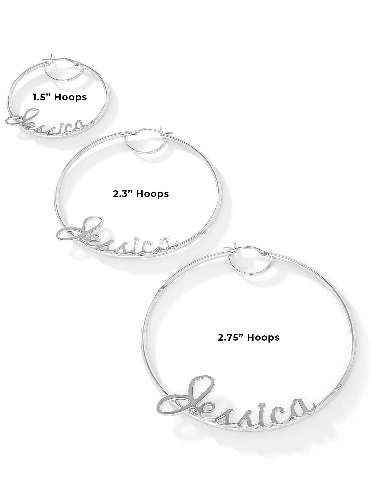 Jessica Simpson Accessories Personalized Hoop Earrings in Sterling Silver