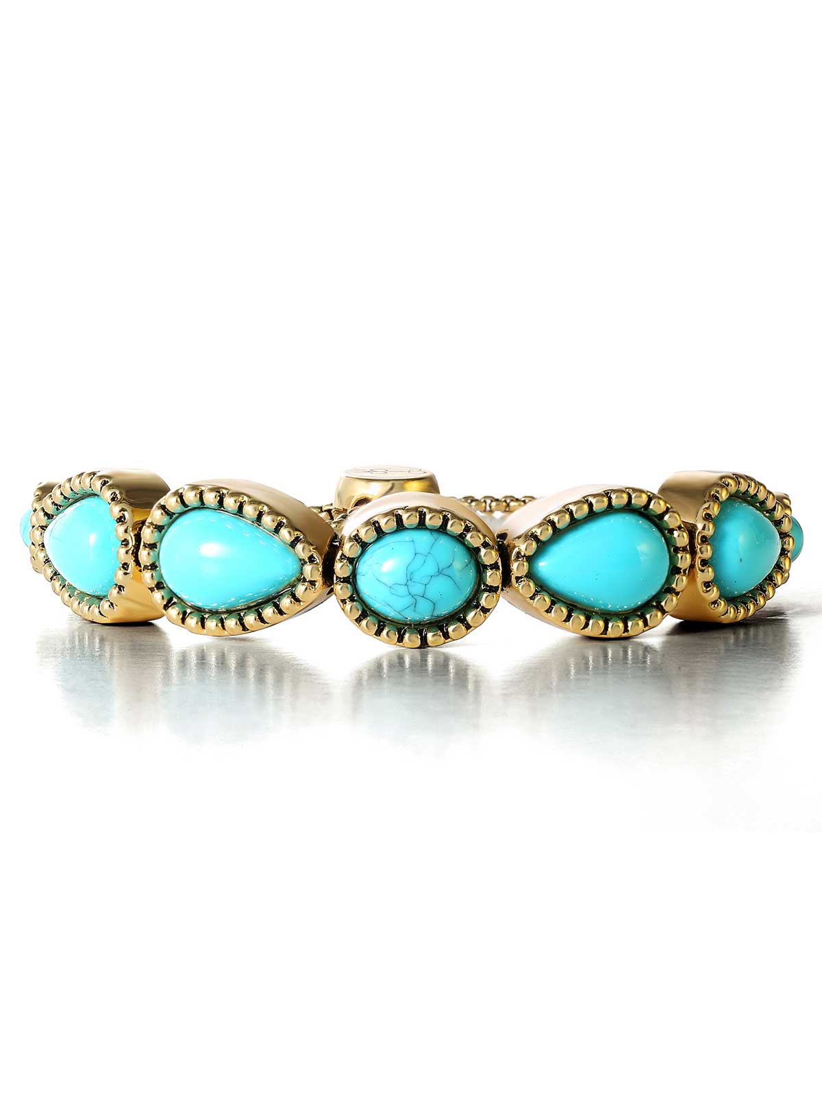 Jessica Simpson Accessories Turquoise Stone Slider Bracelet in Gold