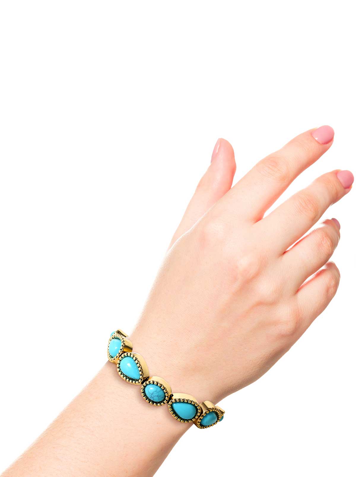 Jessica Simpson Accessories Turquoise Stone Slider Bracelet in Gold