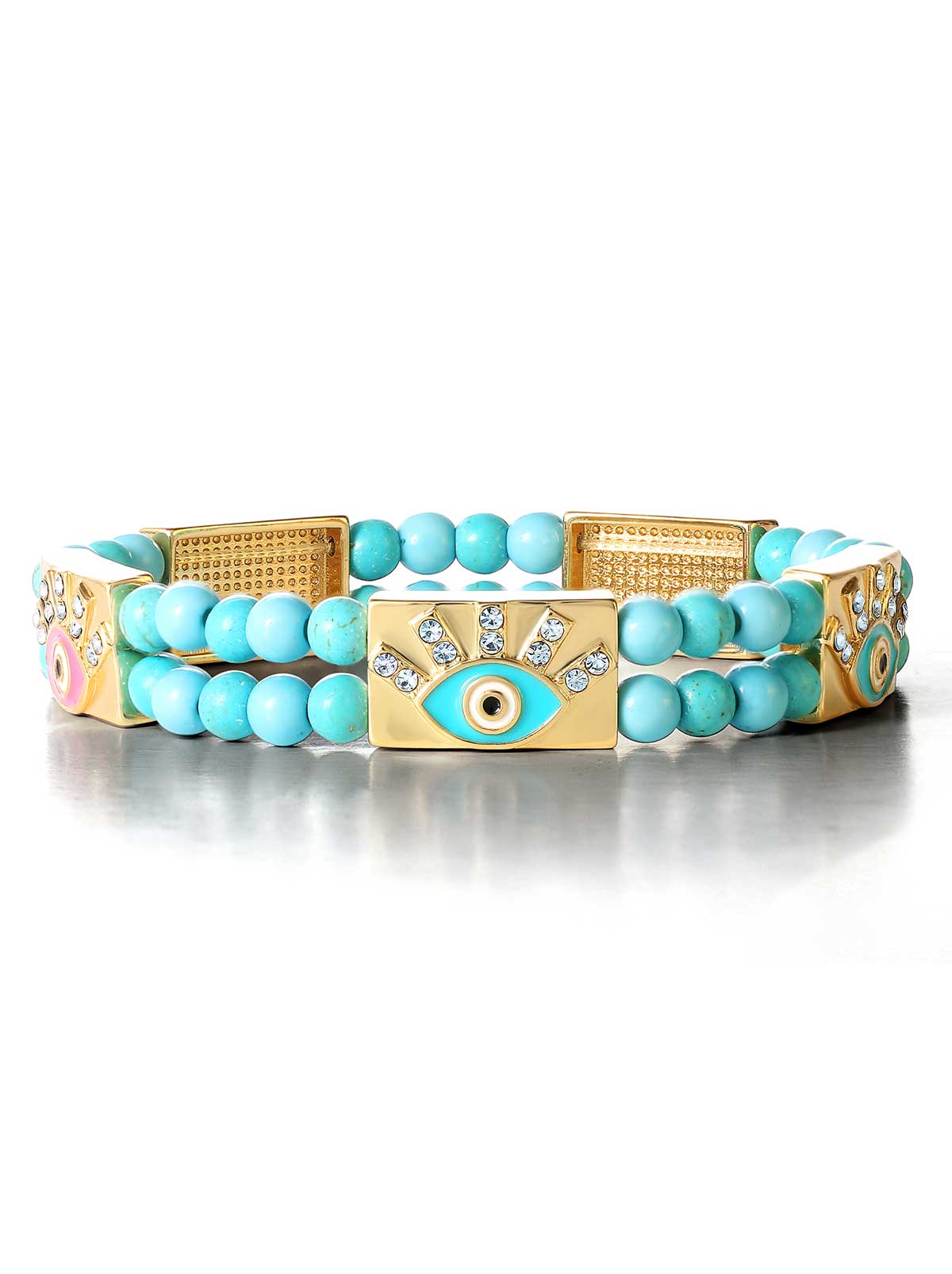 Jessica Simpson Accessories Evil Eye Turquoise Bead Stretch Bracelet