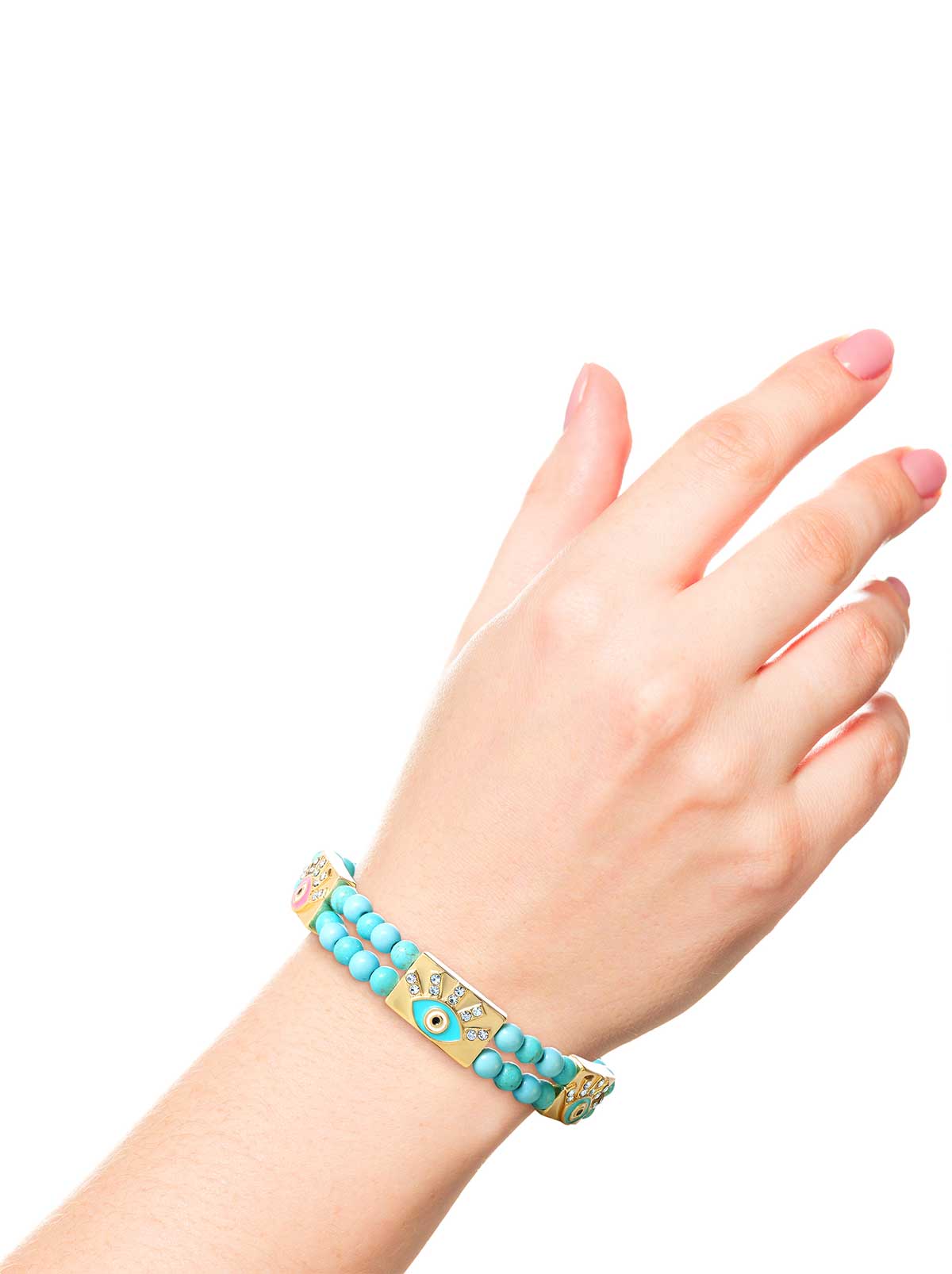 Jessica Simpson Accessories Evil Eye Turquoise Bead Stretch Bracelet