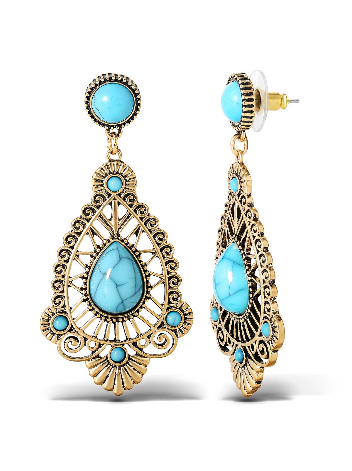 Jessica Simpson Accessories Turquoise Stone Filigree Earrings