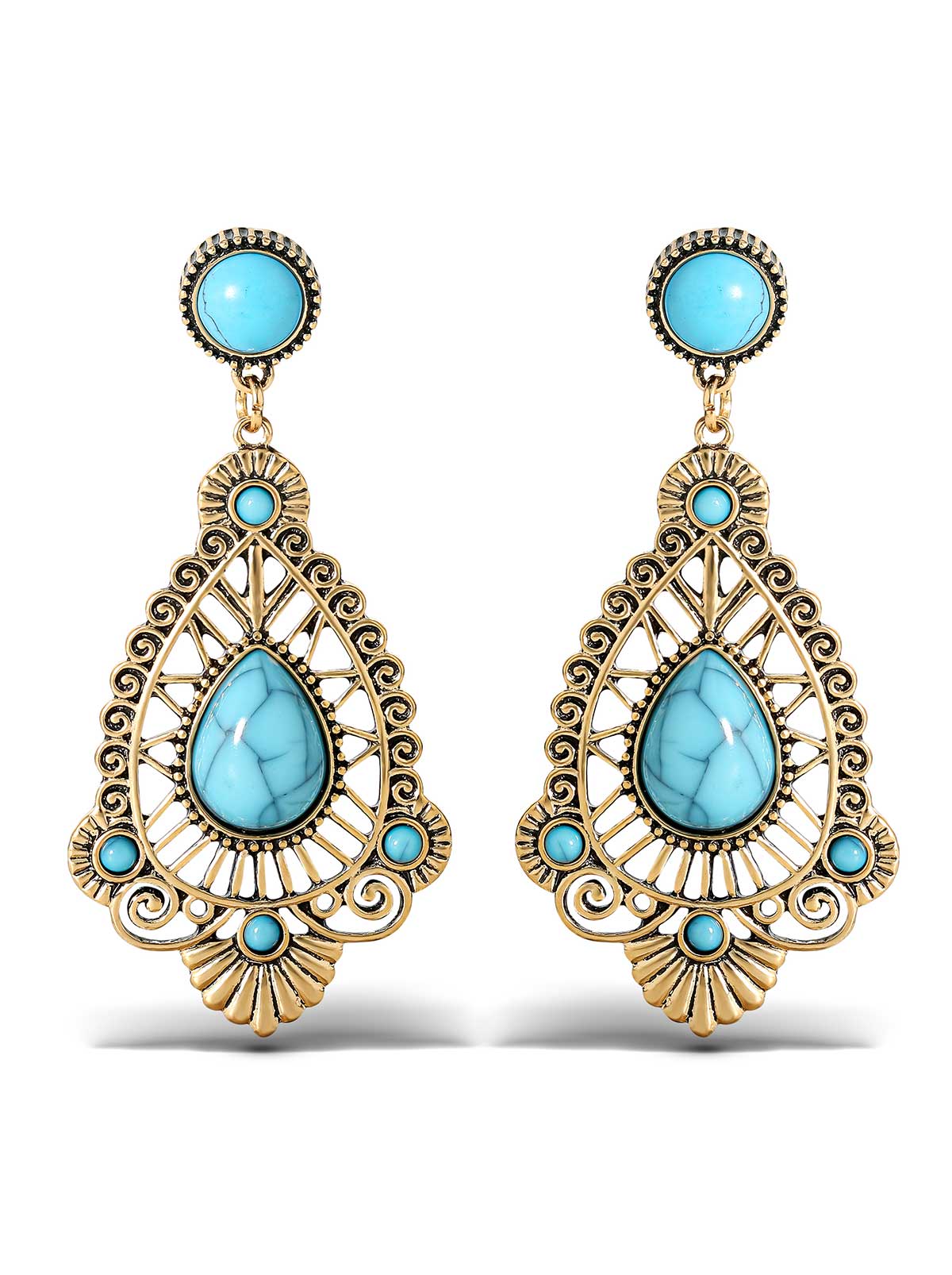 Jessica Simpson Accessories Turquoise Stone Filigree Earrings