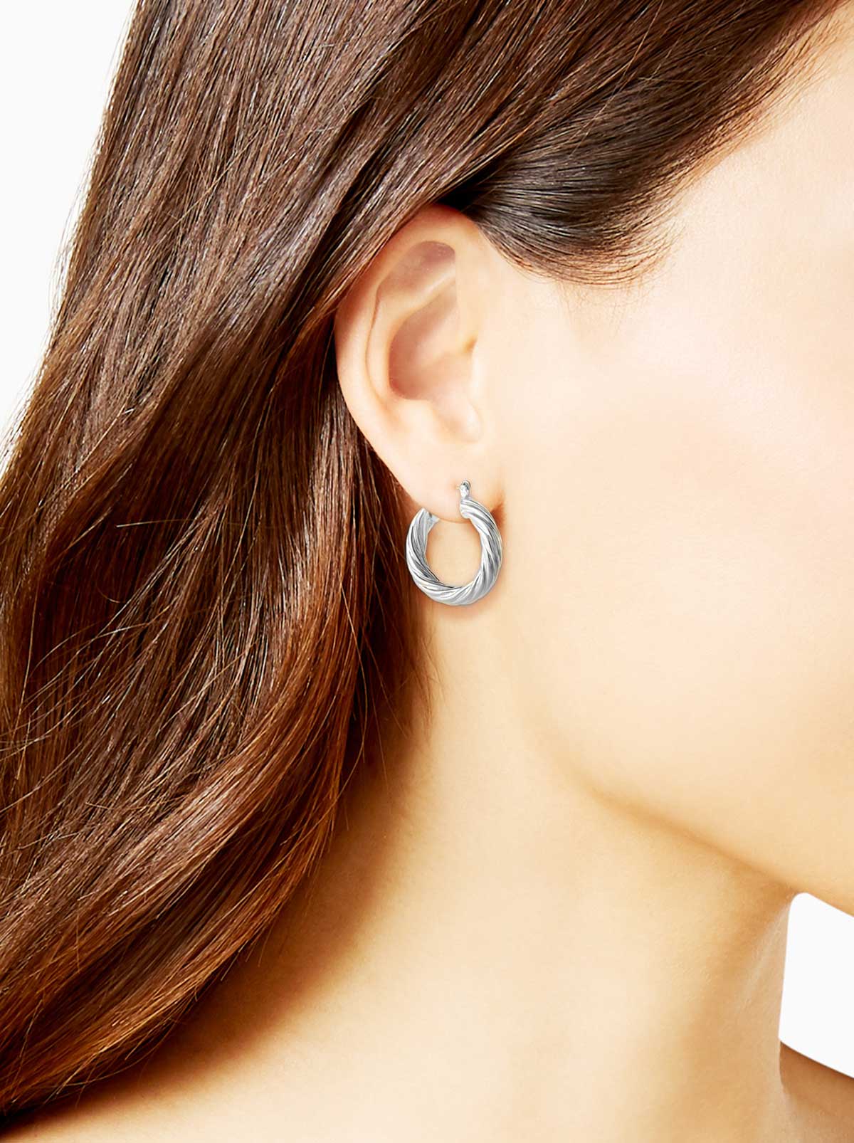 Jessica Simpson Accessories Thick Twisted Hoop Earrings in Silver