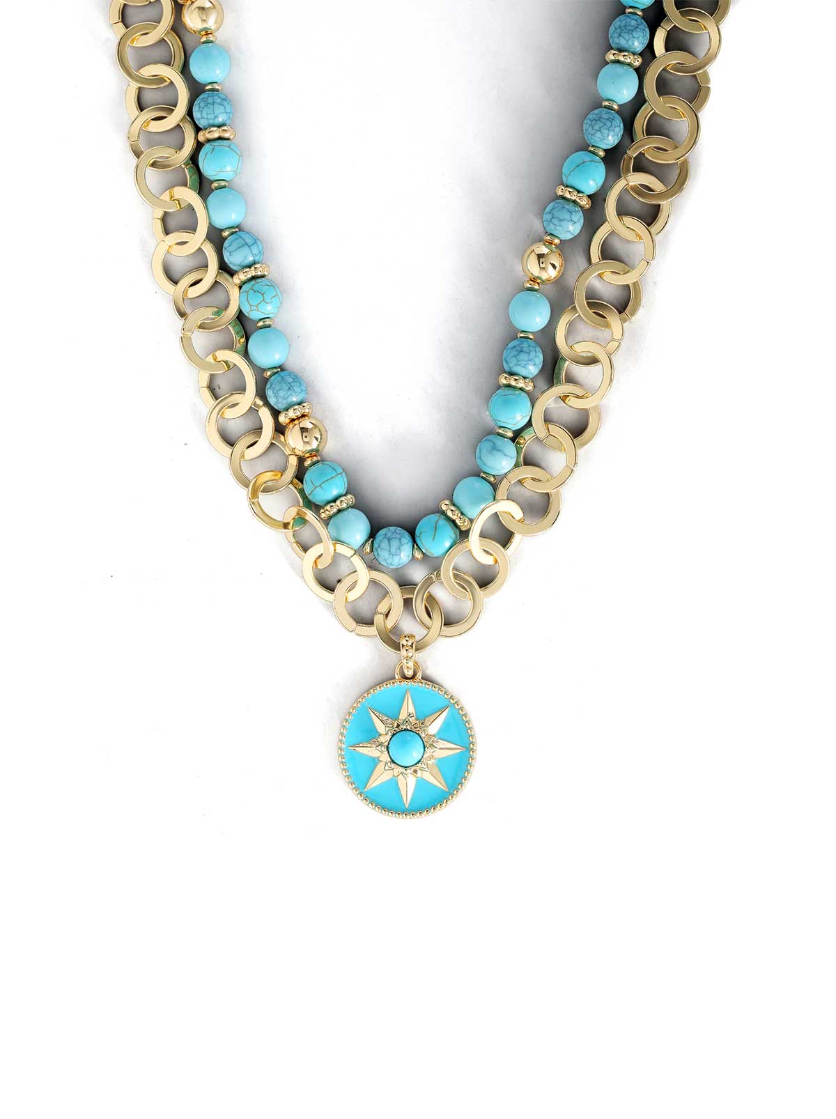 Jessica Simpson Accessories Layered Necklace with Turquoise Beads