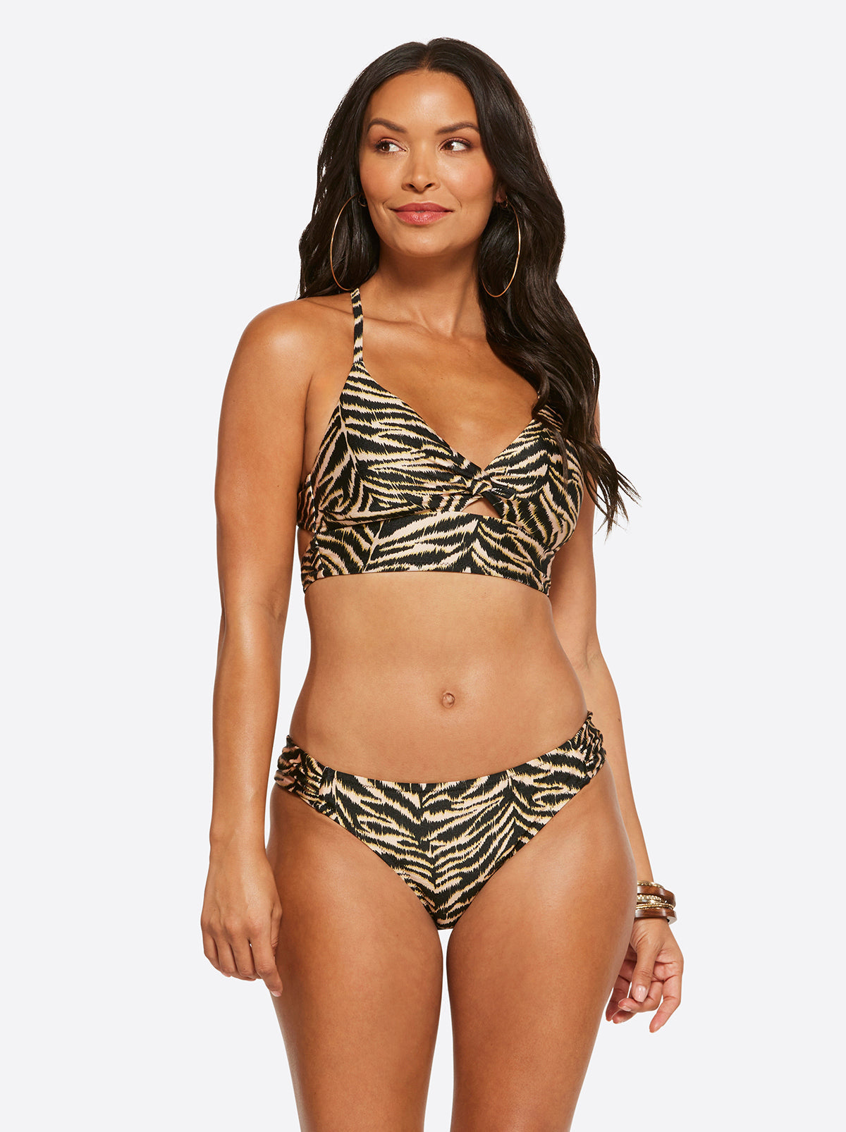 Jessica Simpson Women Eazy Zebra Twist Front Cami in Black Multi