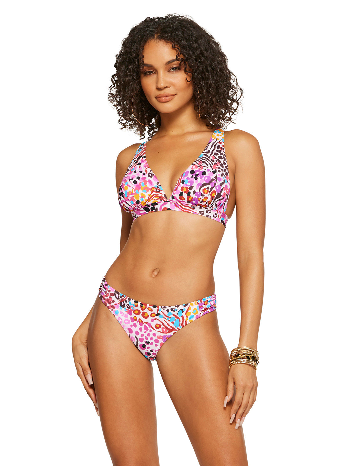 Jessica Simpson Women French Exit Full Support Triangle Bra in Pink Multi