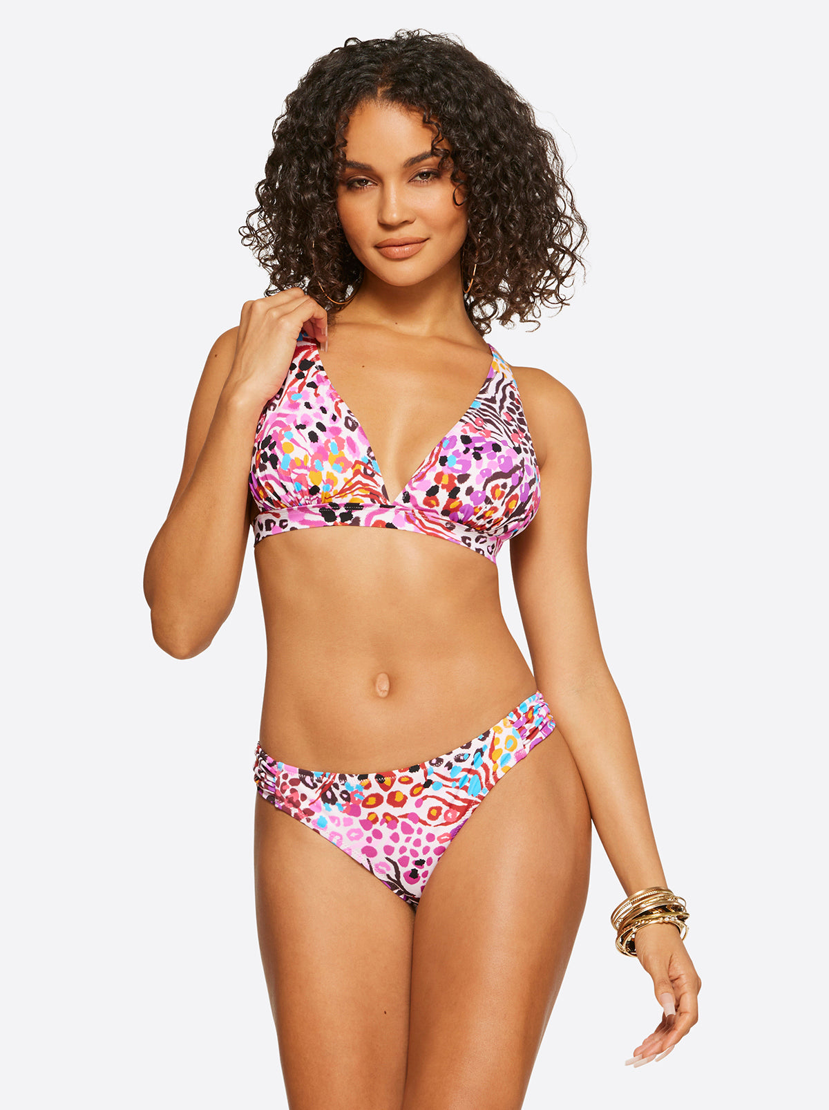 Jessica Simpson Women French Exit Full Support Triangle Bra in Pink Multi