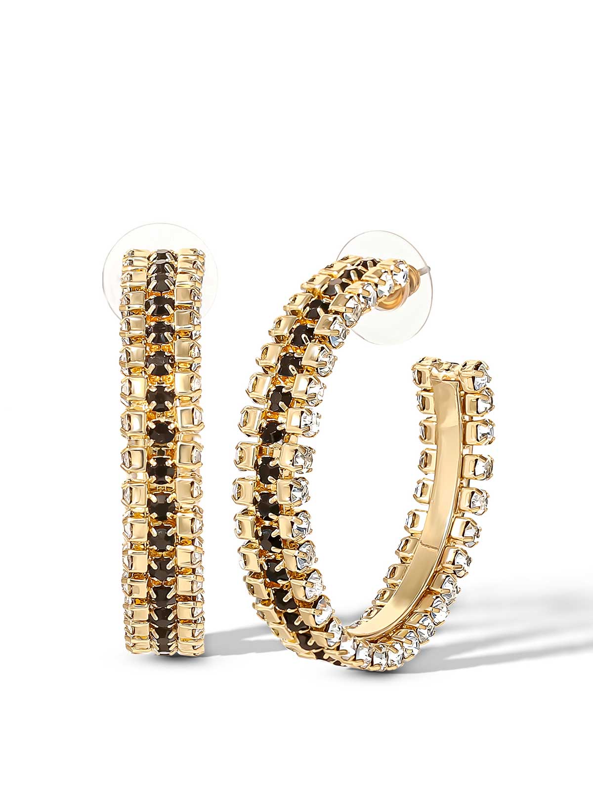 Jessica Simpson Accessories Black And White Crystal Hoop Earrings