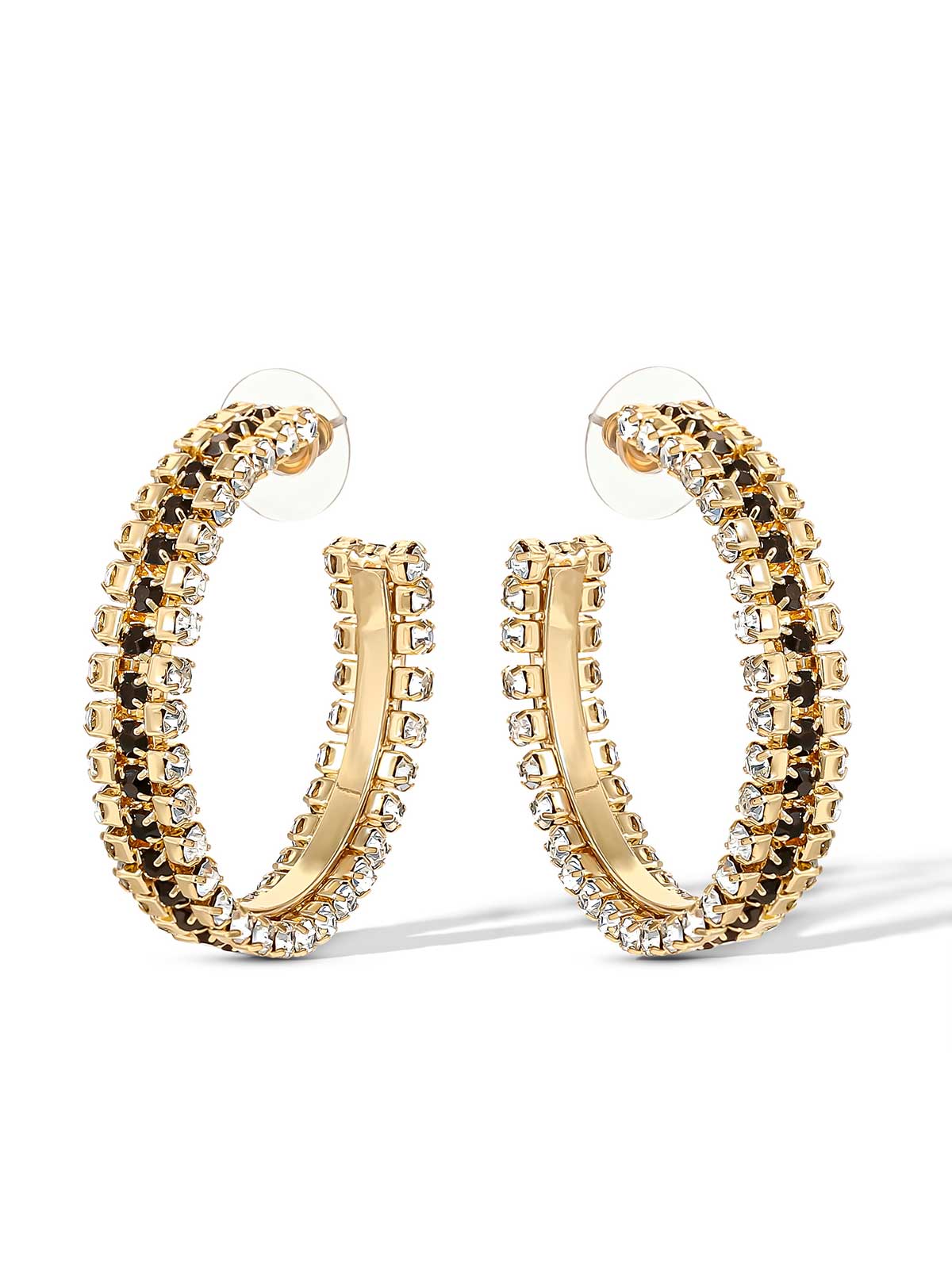 Jessica Simpson Accessories Black And White Crystal Hoop Earrings