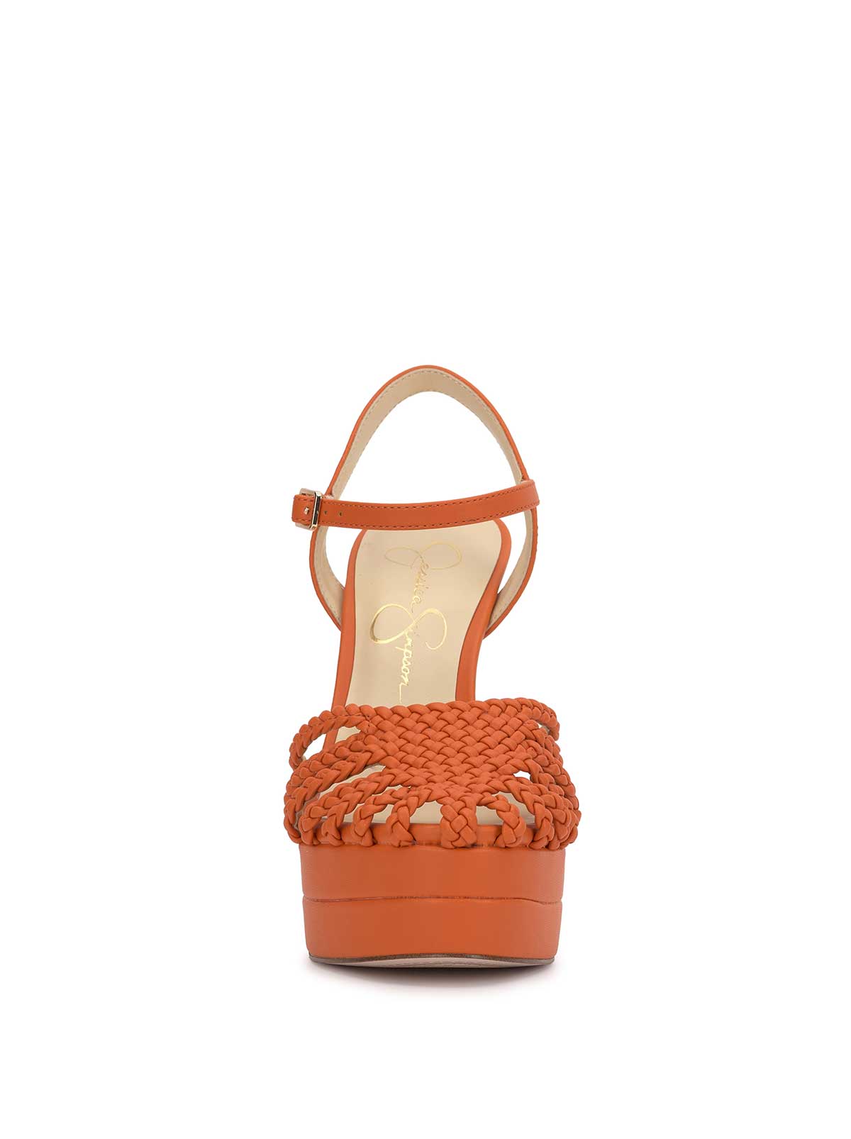 Jessica Simpson Women Inaia Braided Platform Sandal in Tangerine