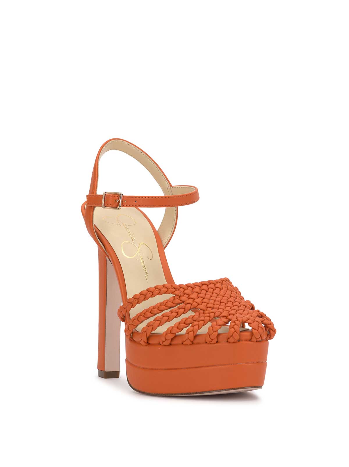 Jessica Simpson Women Inaia Braided Platform Sandal in Tangerine