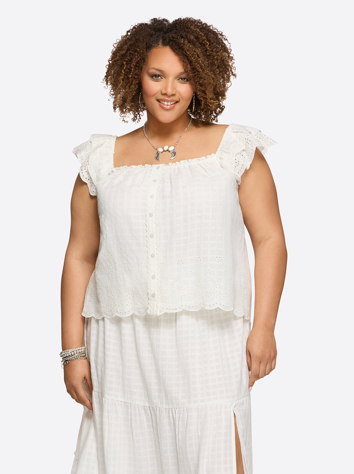Jessica Simpson Women Violetta Top in Gardenia