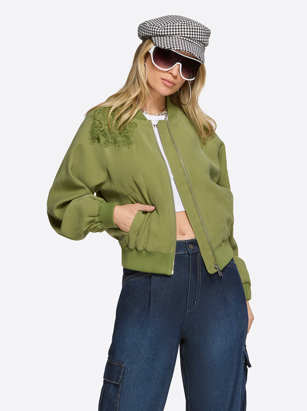 Jessica Simpson Women Fynn Bomber Jacket in Mayfly