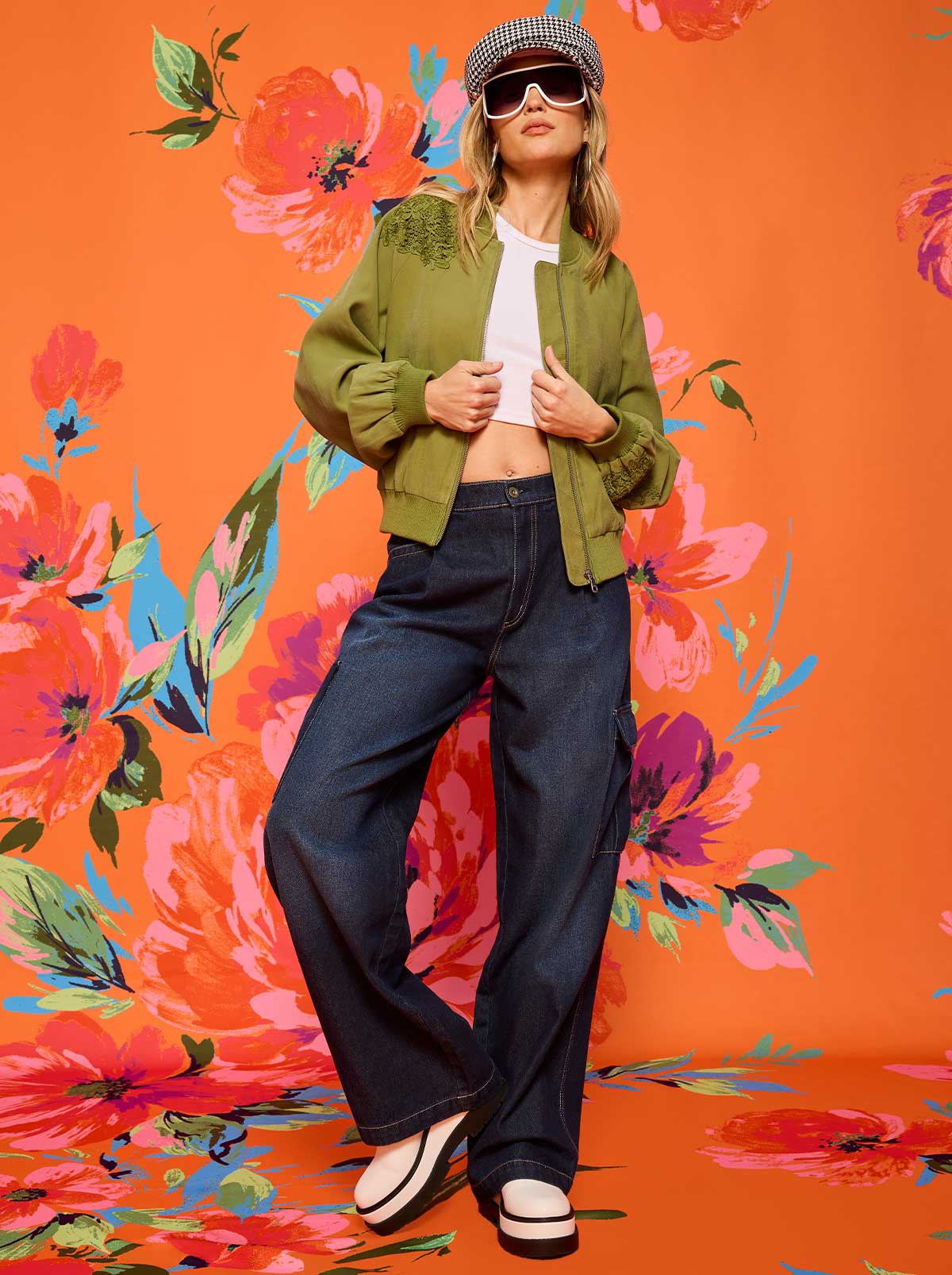 Jessica Simpson Women Fynn Bomber Jacket in Mayfly