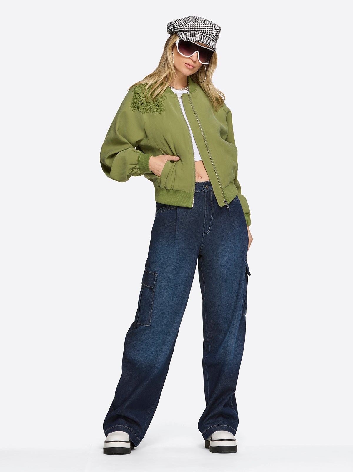 Jessica Simpson Women Fynn Bomber Jacket in Mayfly