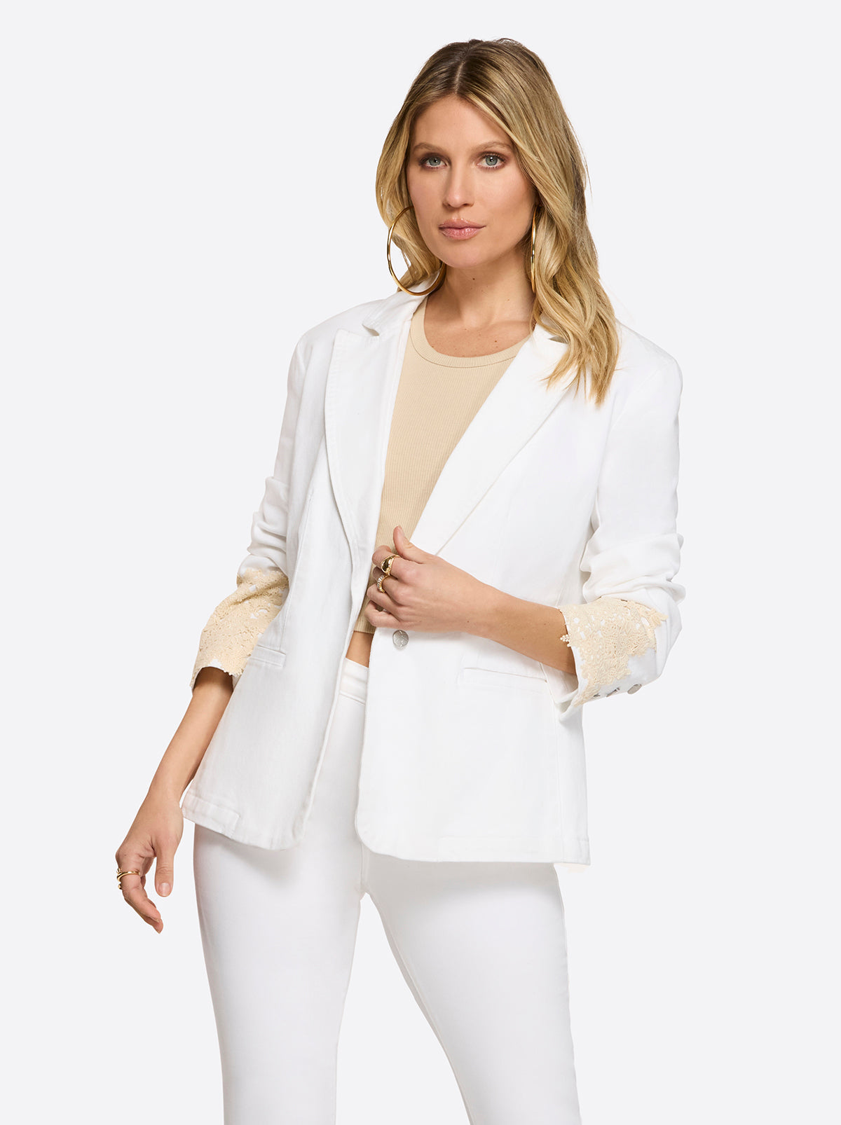 Jessica Simpson Women Fitted Blazer in White