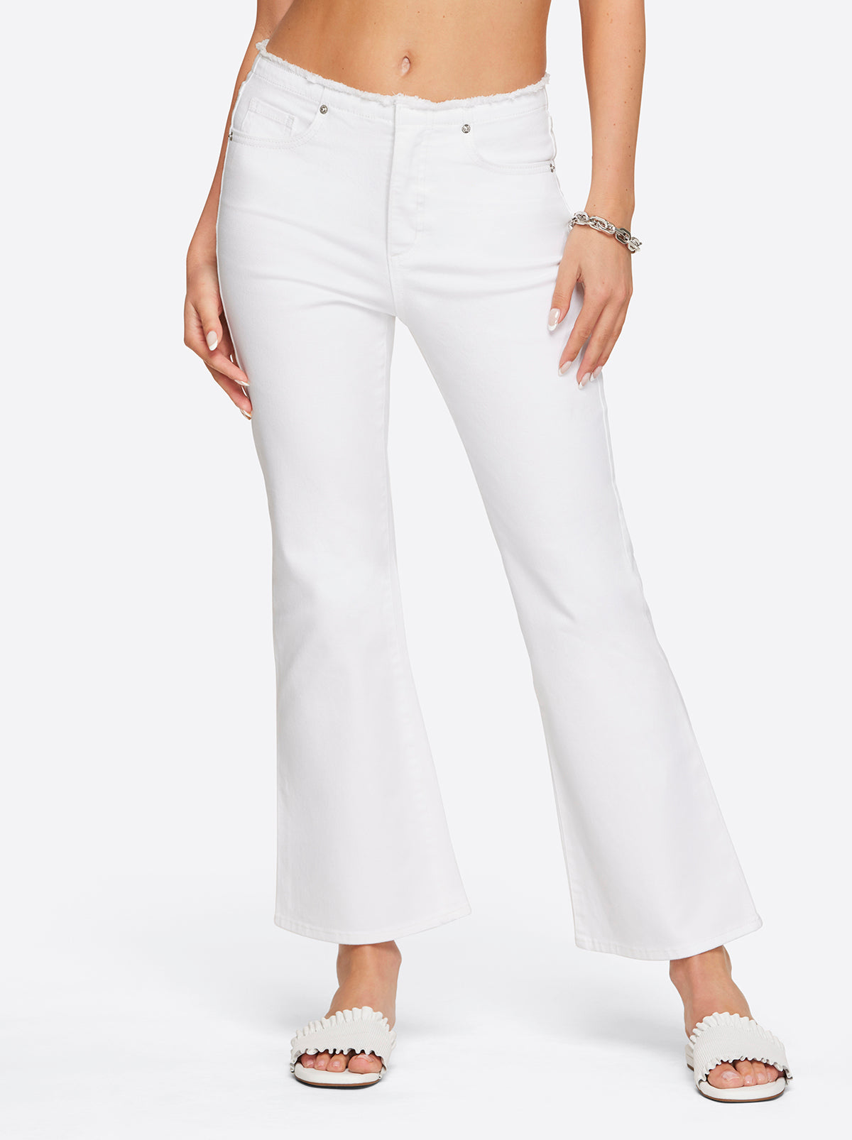 Jessica Simpson Women Love Song High Rise Crop Flare in White