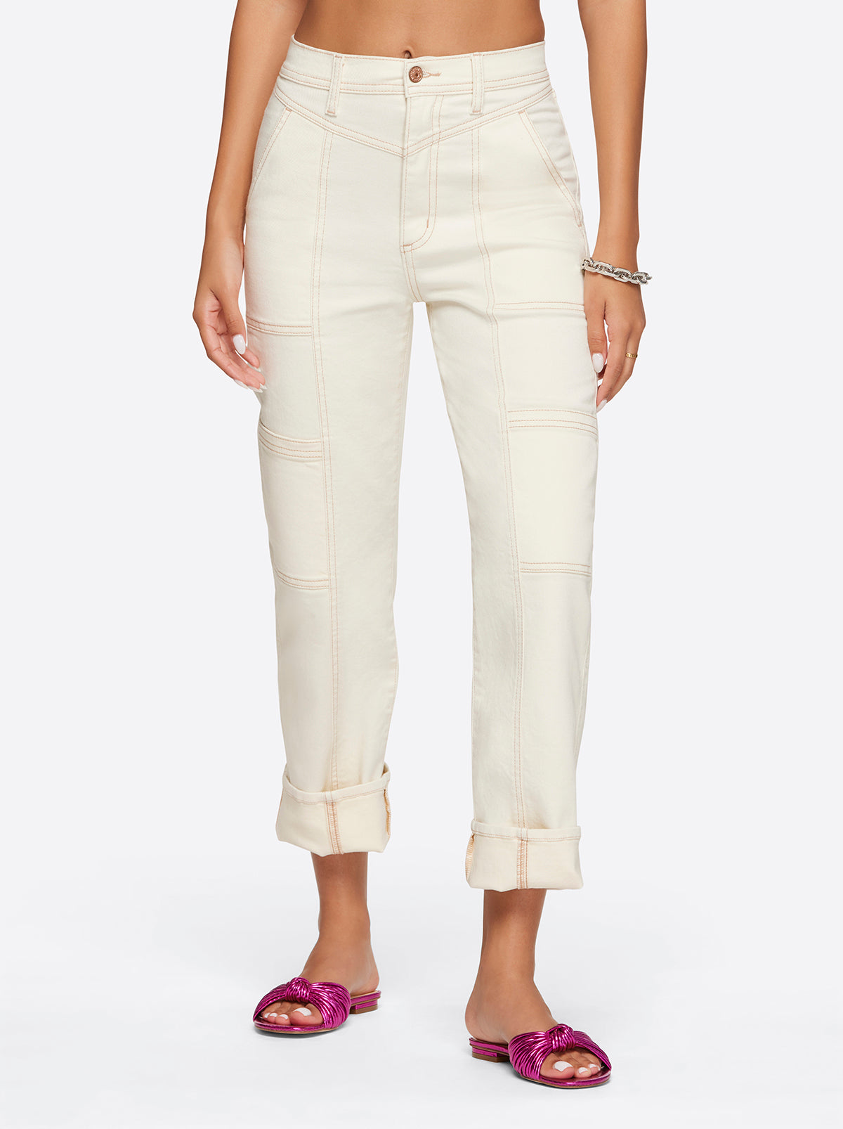 Jessica Simpson Women Straight Cargo Ankle in Ecru
