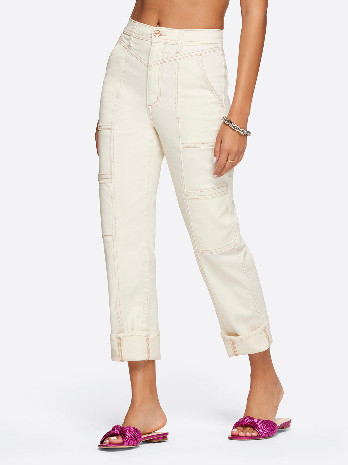 Jessica Simpson Women Straight Cargo Ankle in Ecru