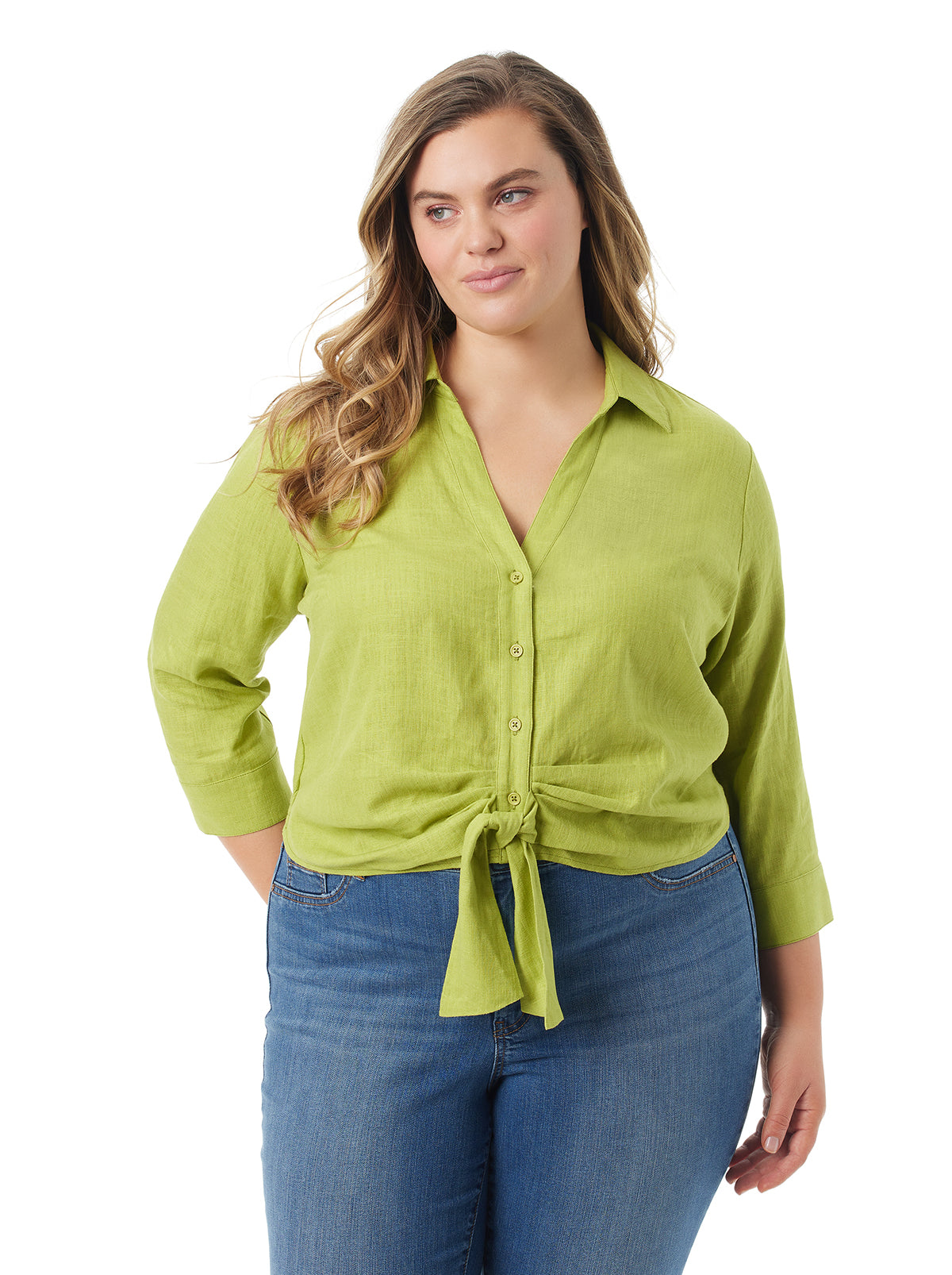 Jessica Simpson Women Soley Tie Front Top in Pickled Pepper
