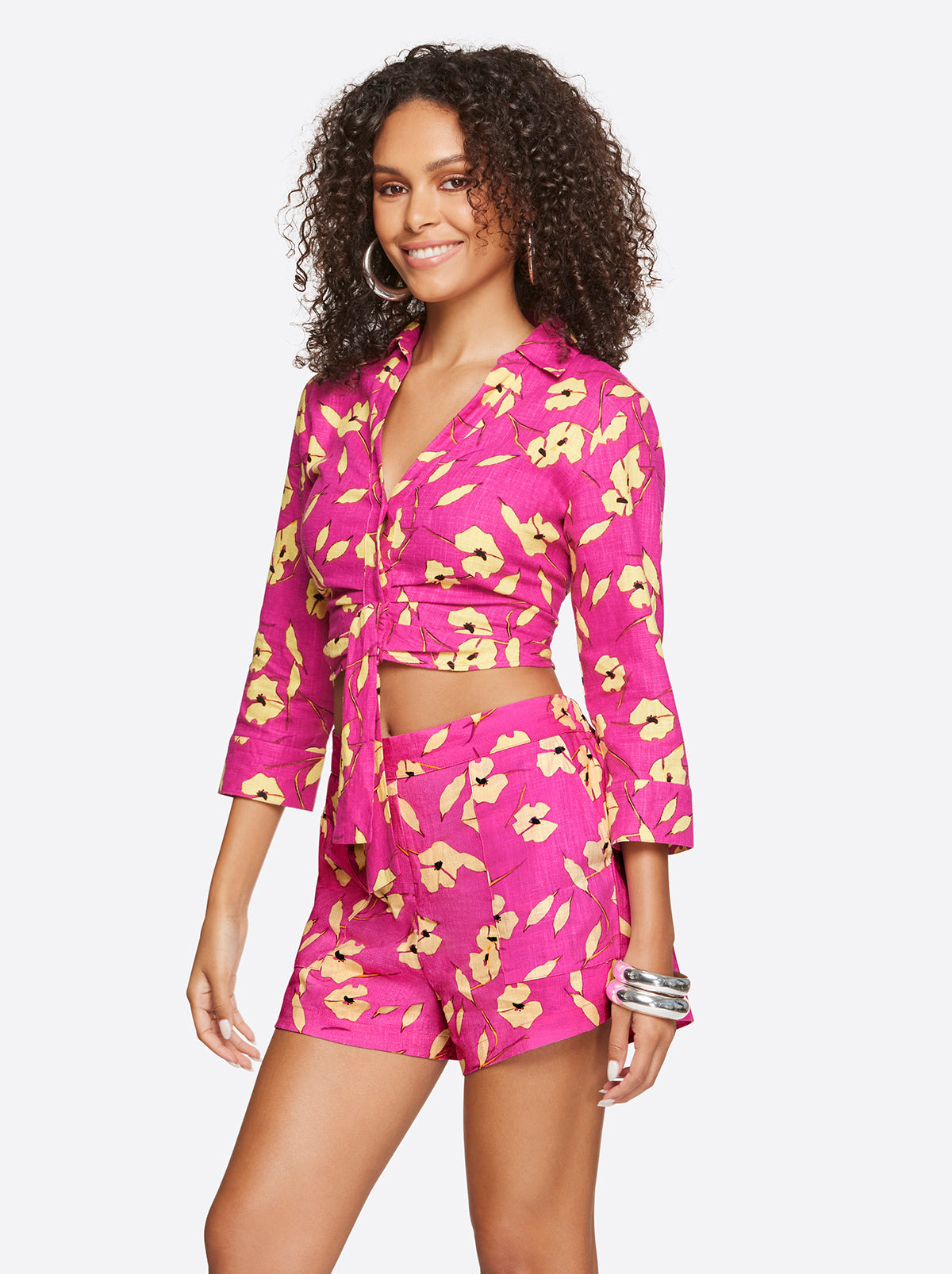 Jessica Simpson Women Wisteria Tie Front Top in Withering Petals