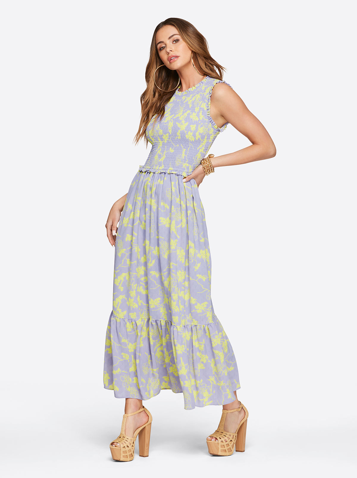 Jessica Simpson Women Mira Tiered Ruffle Maxi Dress in Hidden Lotus