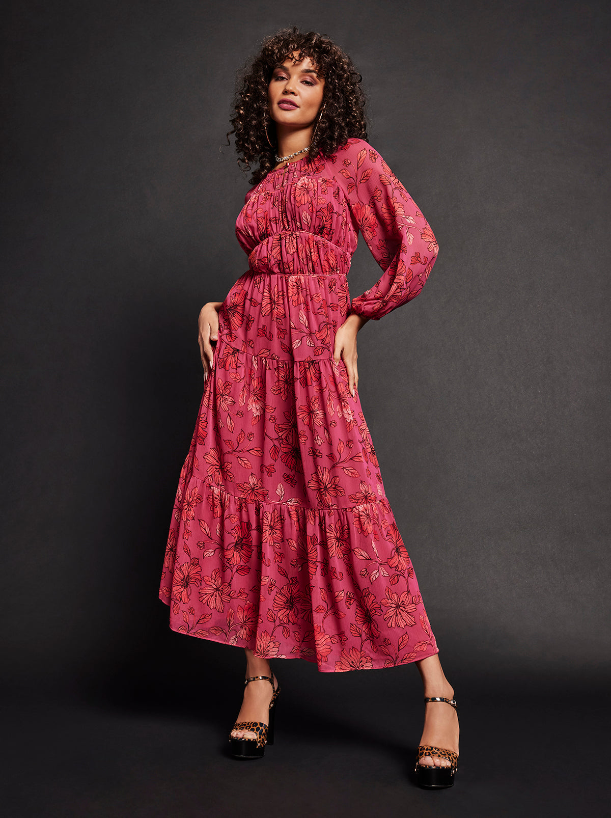 Jessica Simpson Women Sasha Maxi Dress in Outlined Blossoms