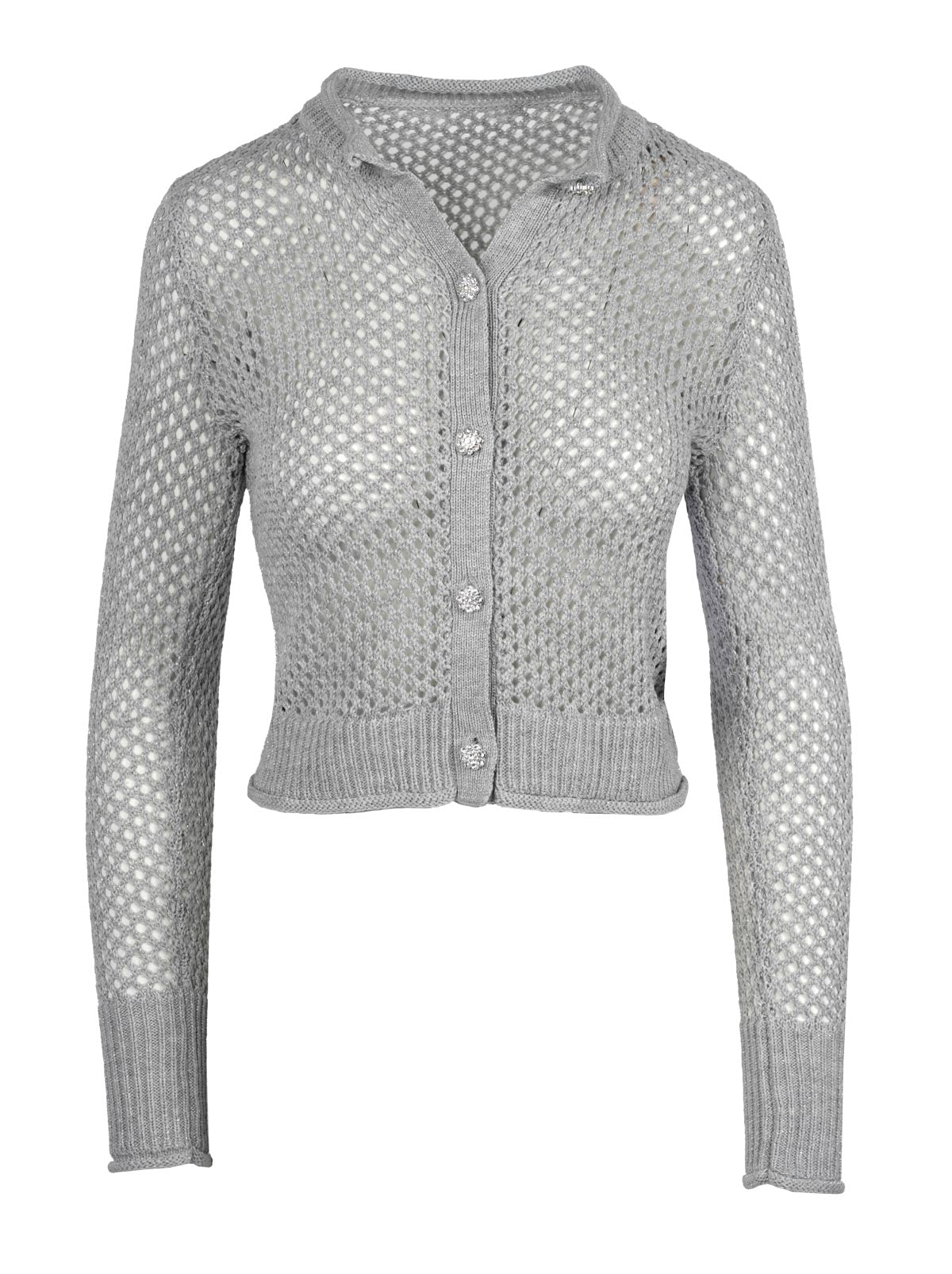 Jessica Simpson Women Bianka Cardigan in Metallic Silver