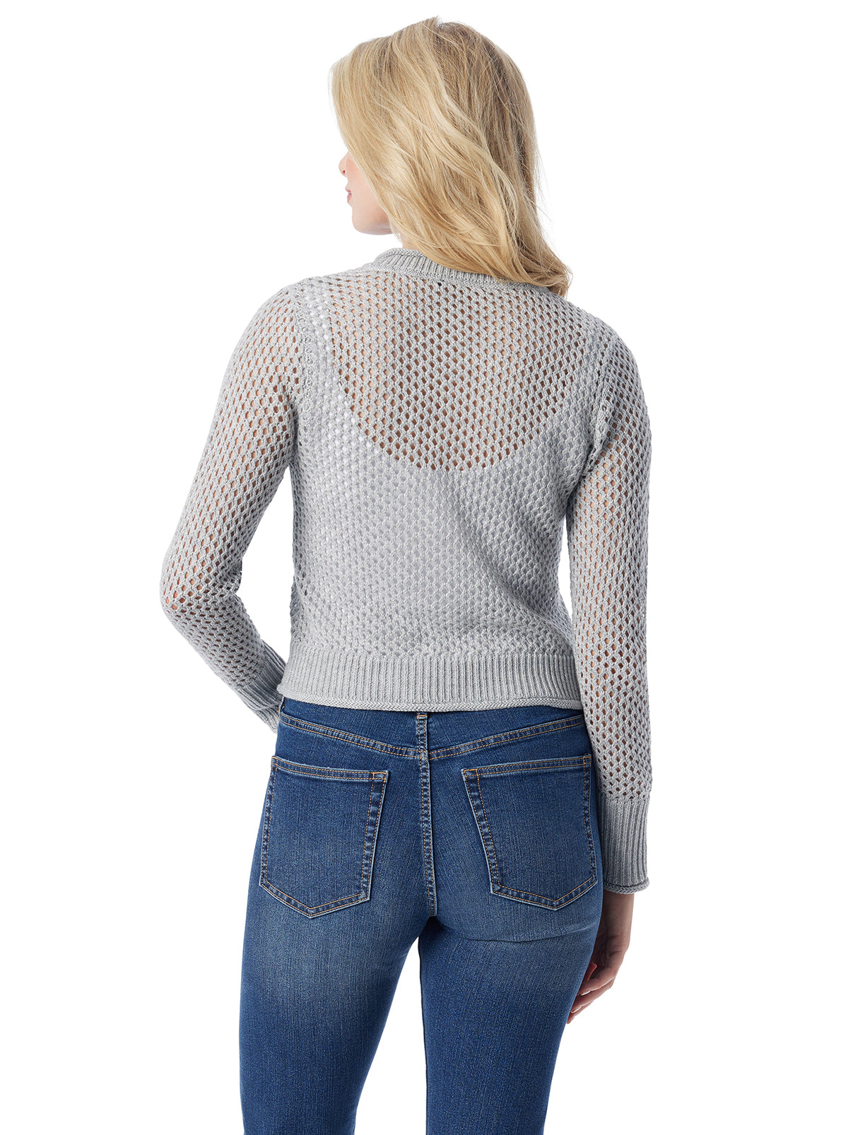Jessica Simpson Women Bianka Cardigan in Metallic Silver