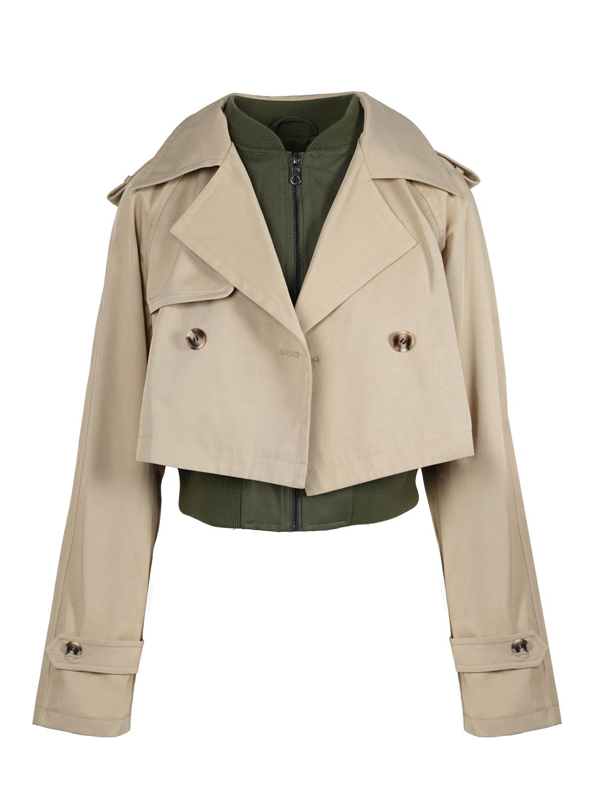Jessica Simpson Women Trench Bomber Jacket in Khaki