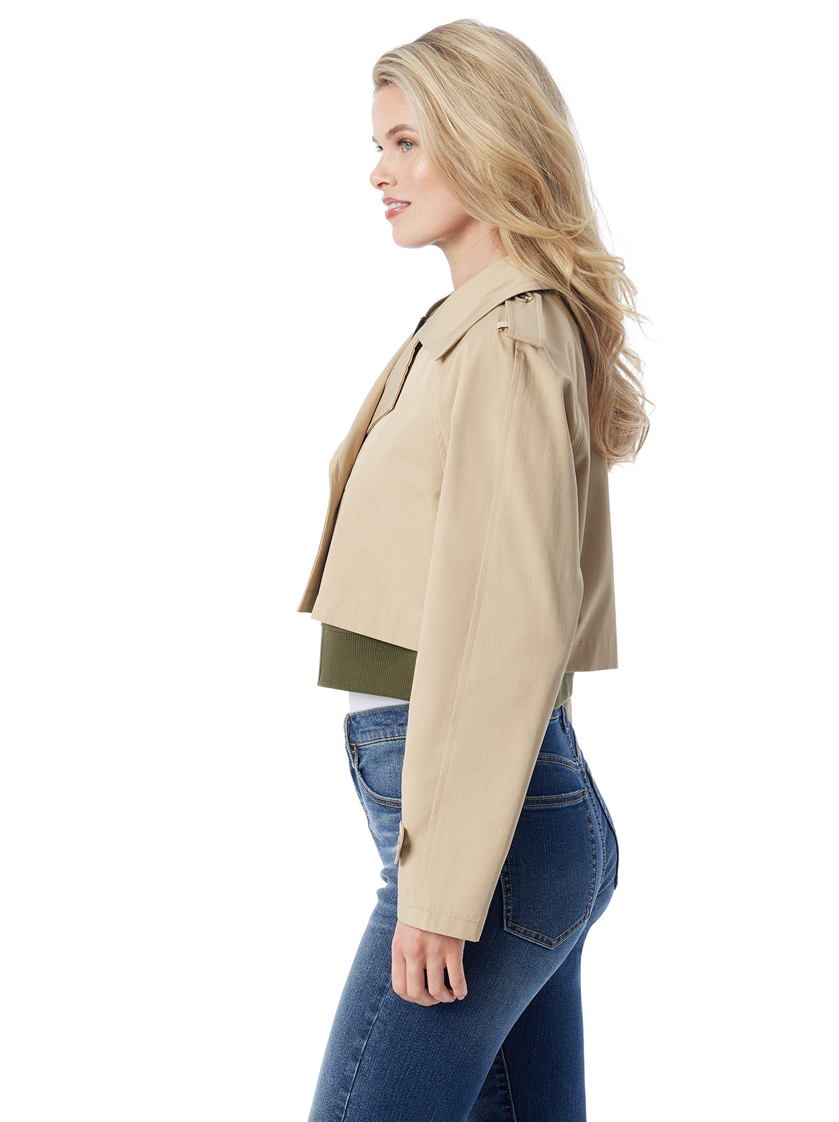 Jessica Simpson Women Trench Bomber Jacket in Khaki