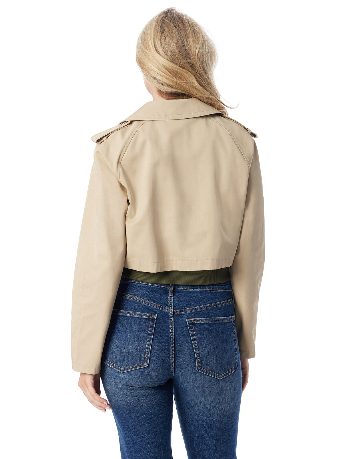 Jessica Simpson Women Trench Bomber Jacket in Khaki