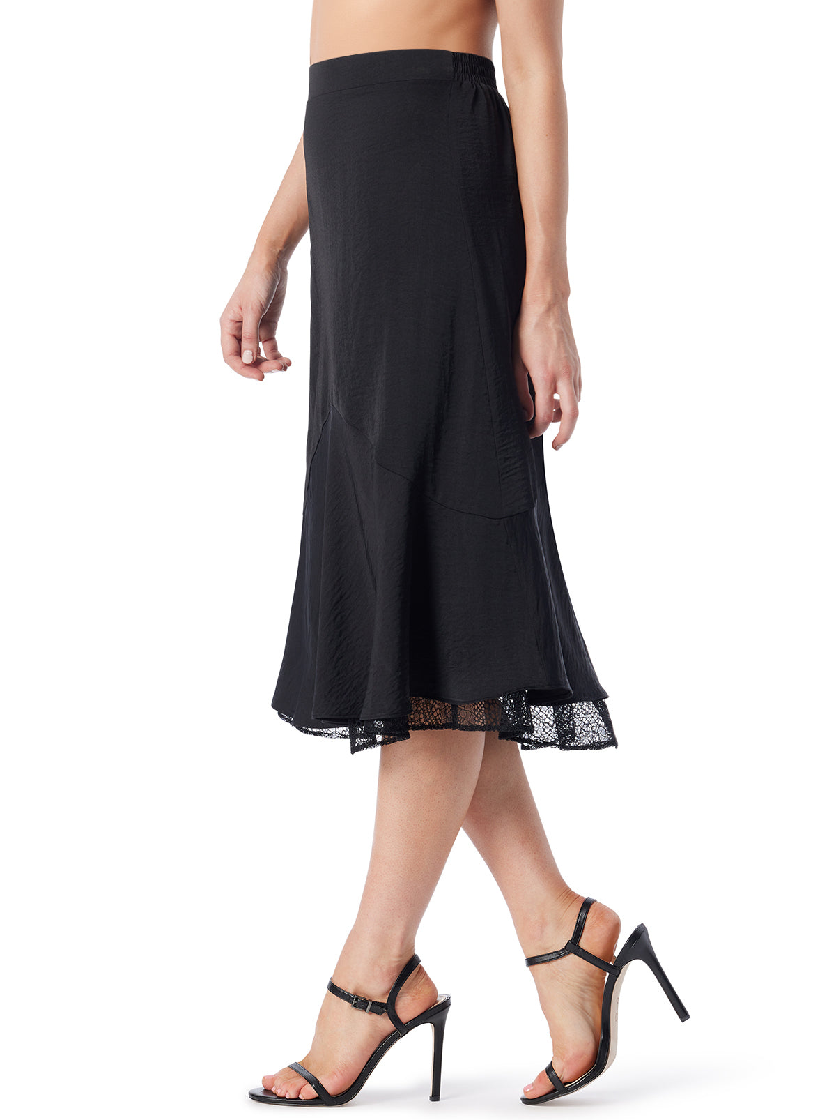 Jessica Simpson Women Haven Lace Hem Skirt in Anthracite