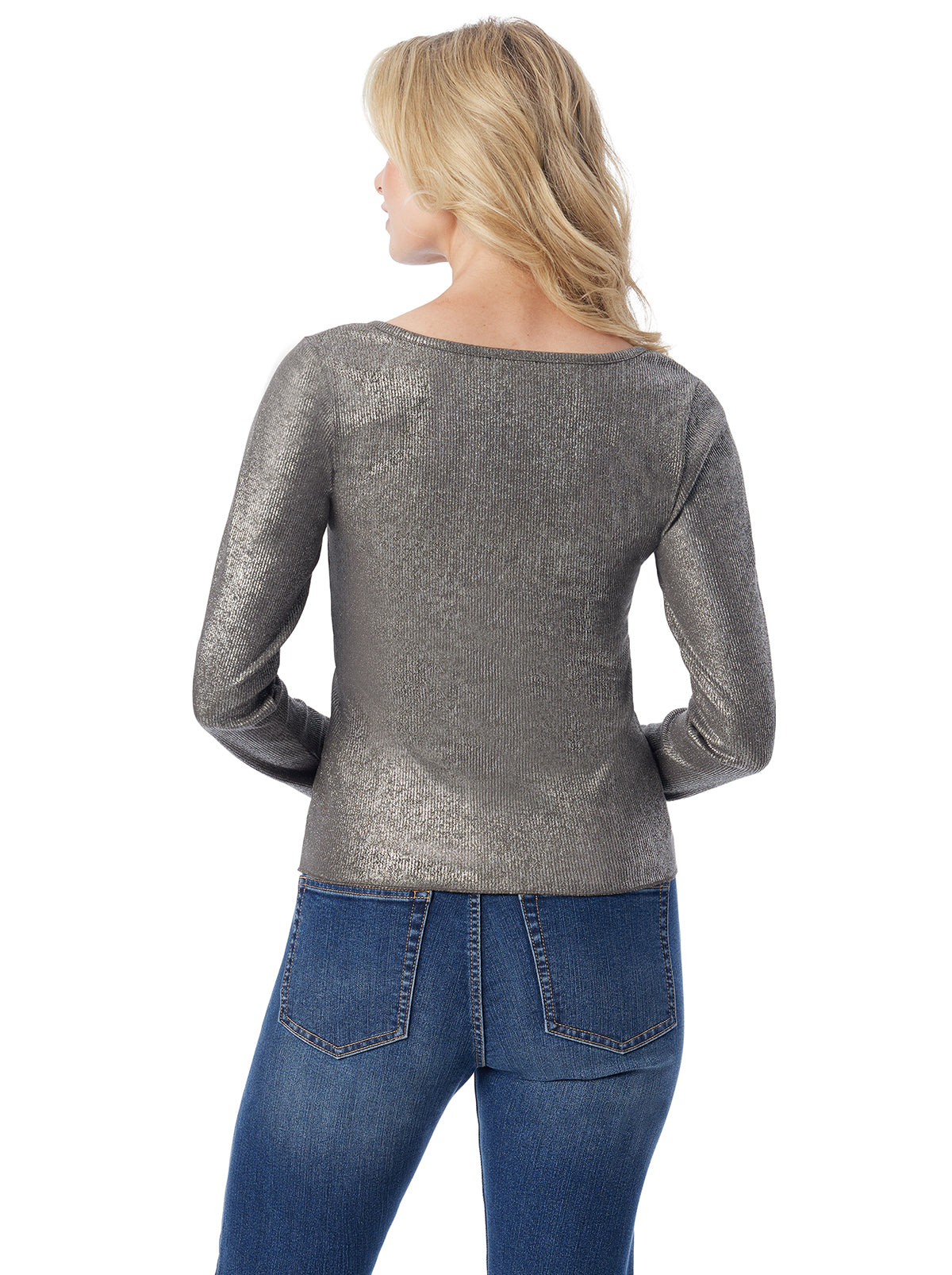 Jessica Simpson Women Tahani Henley Top in Silver Grey
